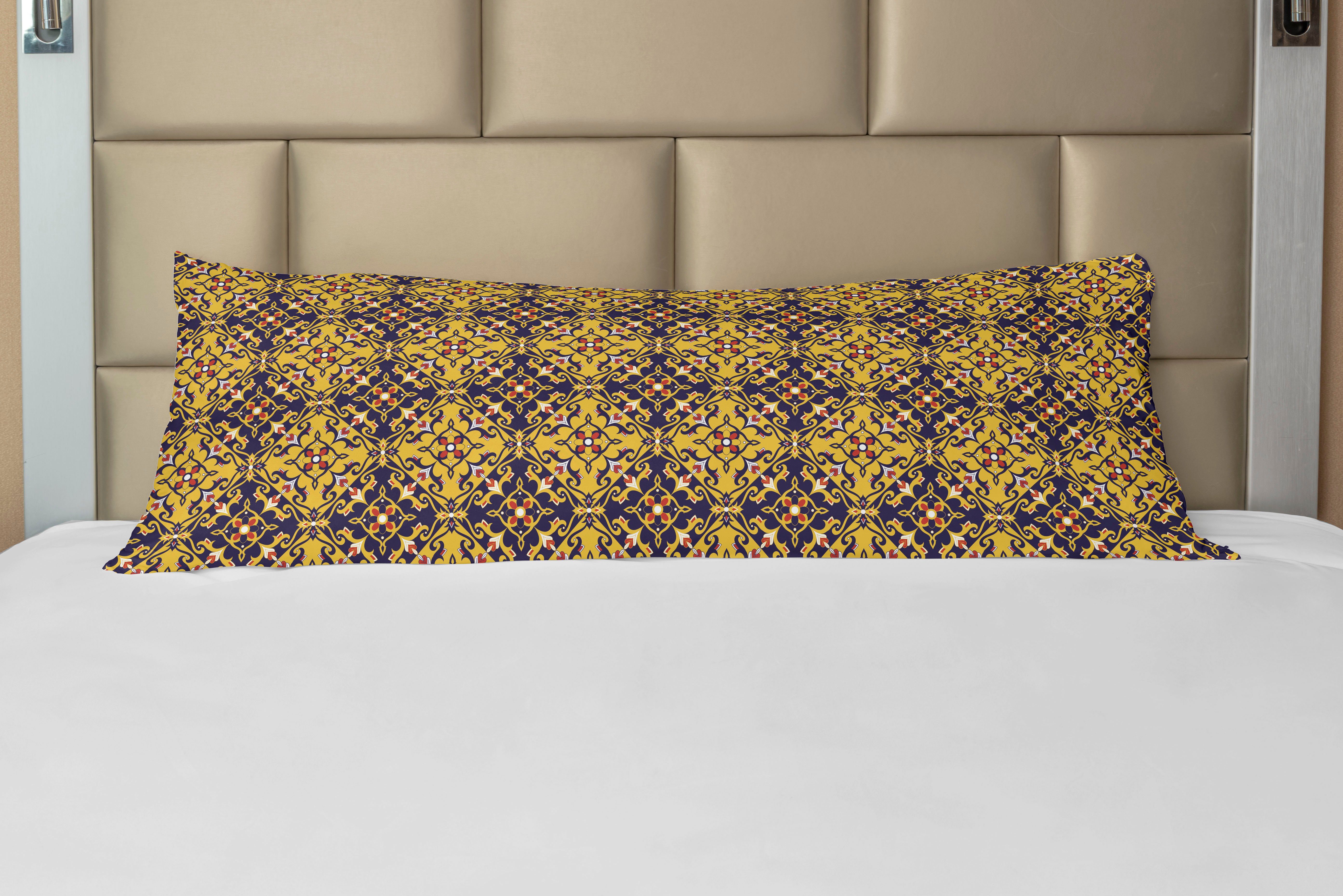 Seitenschläferkissenbezug Deko-Akzent Langer Kissenbezug, Abakuhaus, Mosaik Oriental Flower Fliesen Motiv