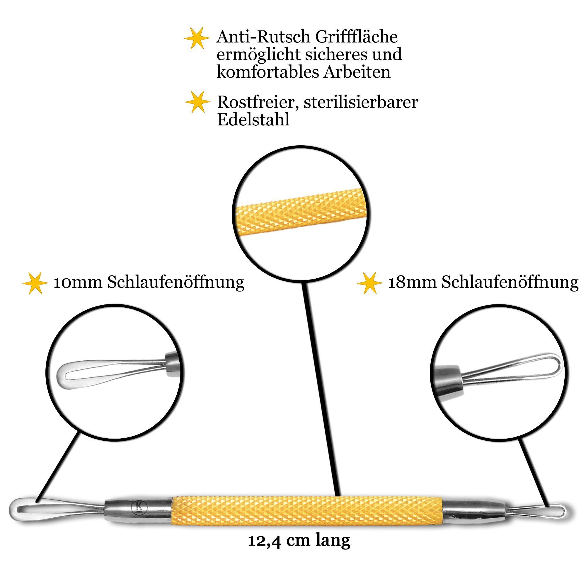 K-Pro Mitesserentferner Komedonenquetscher Pickel Entferner Komedonenheber, 1-tlg., mit Schlaufe