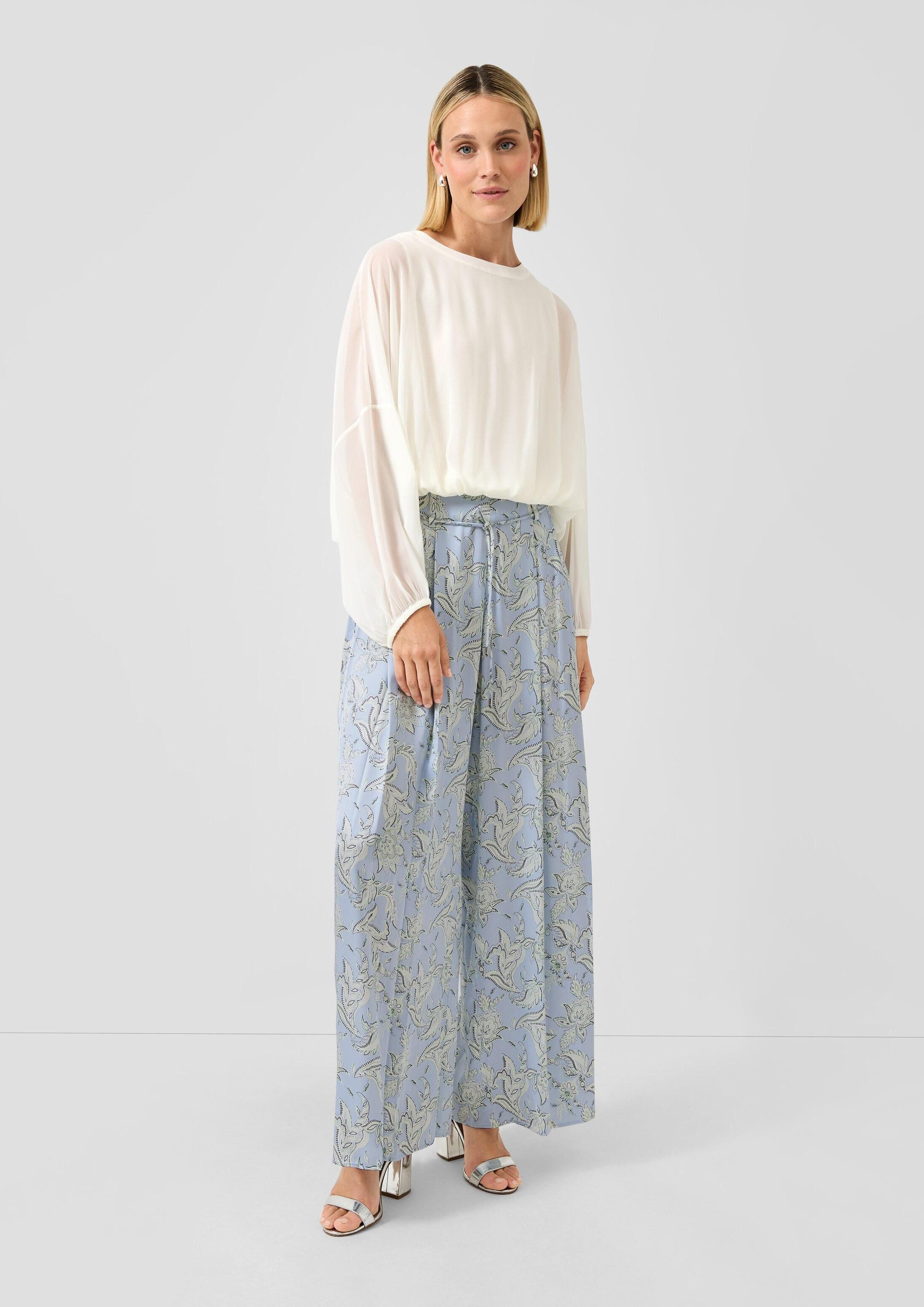 s.Oliver 7/8-Hose Hose Satinierte Wide-Leg-Hose mit All-over-Print