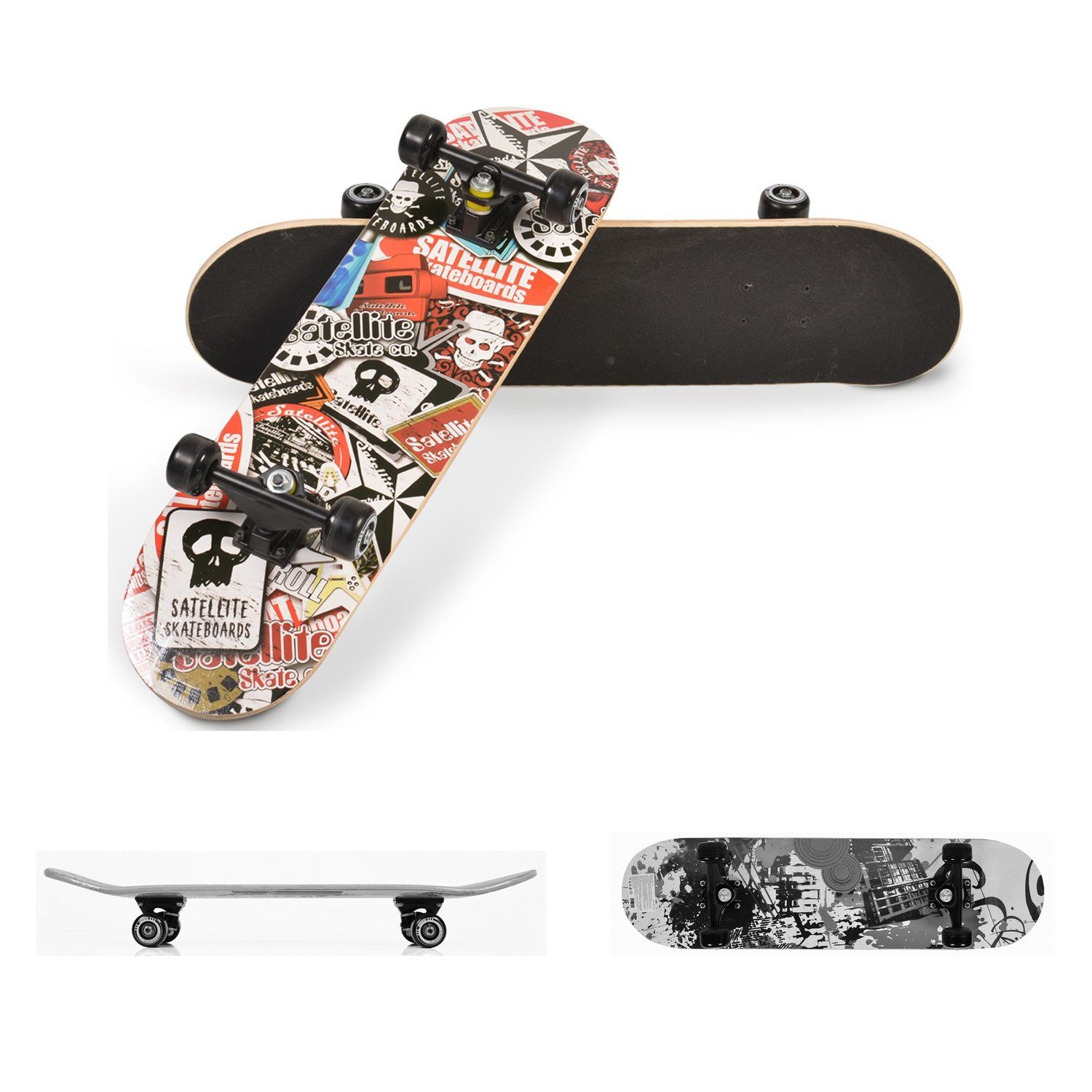 Moni Skateboard Kinder Skateboard Lux 3006, ABEC-5 Lager 85A-PU-Räder Deckgröße 79 x 21 cm