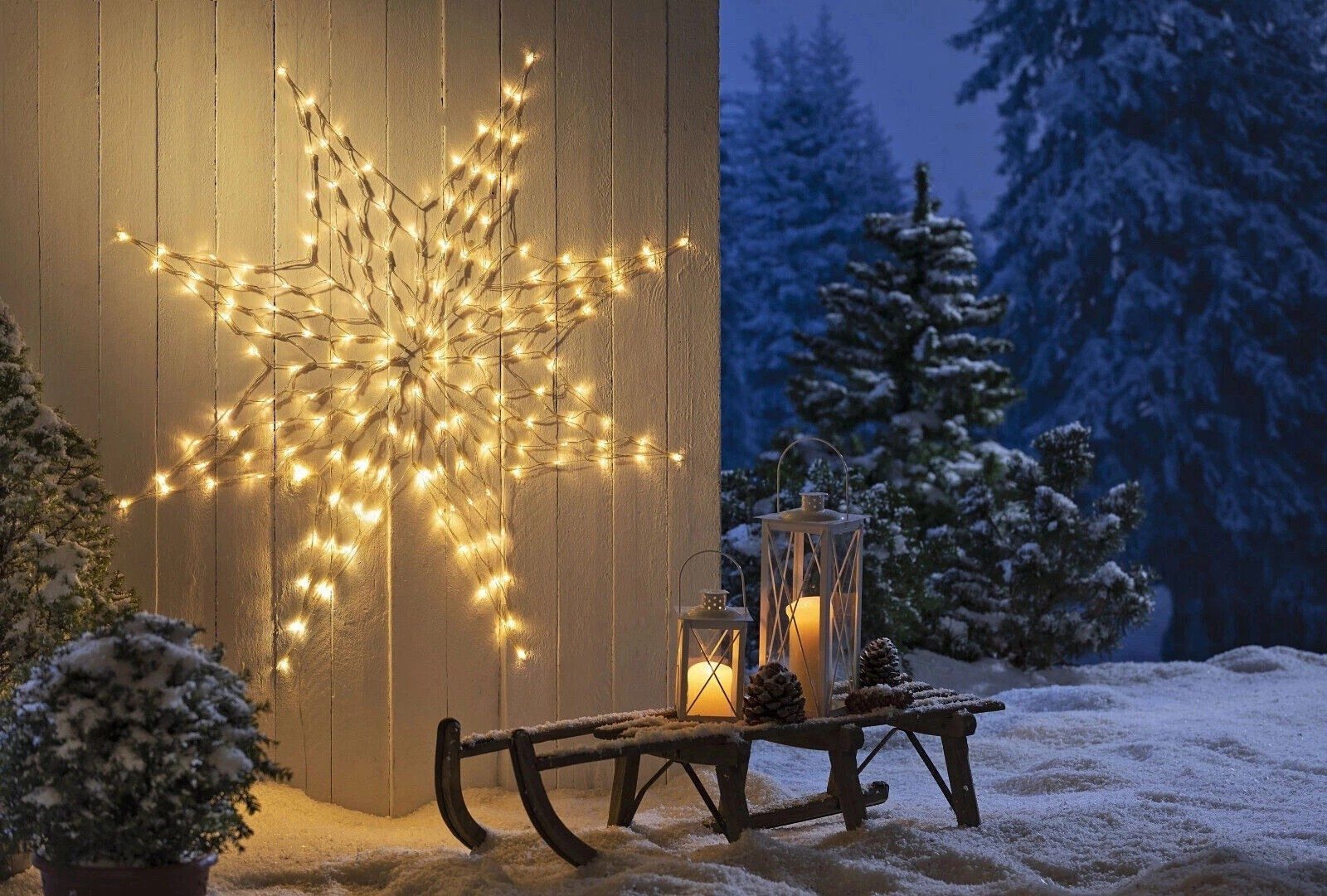 Weltbild LED Stern LED Netz Stern 100 cm Weihnachtsdeko warmweiß IP44 Wanddekoration, 160 Christmas Decoration Weihnachten Deko