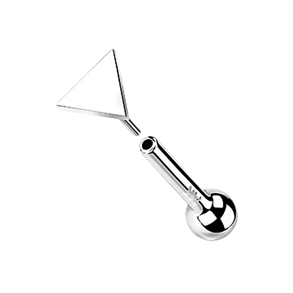 Taffstyle Piercing-Set 14K Gold Tragus Dreieck Aufsatz ohne Gewinde Weißgold 1,2mmx 6mmx 4mm (Knorpel Aufsatz Ohr Helix Rook Lobe Daith Conch Orbital Snug Ohrring), Helix Ohr Piercing flacher Stecker runder Ohrpiercing Cartilage Tragus