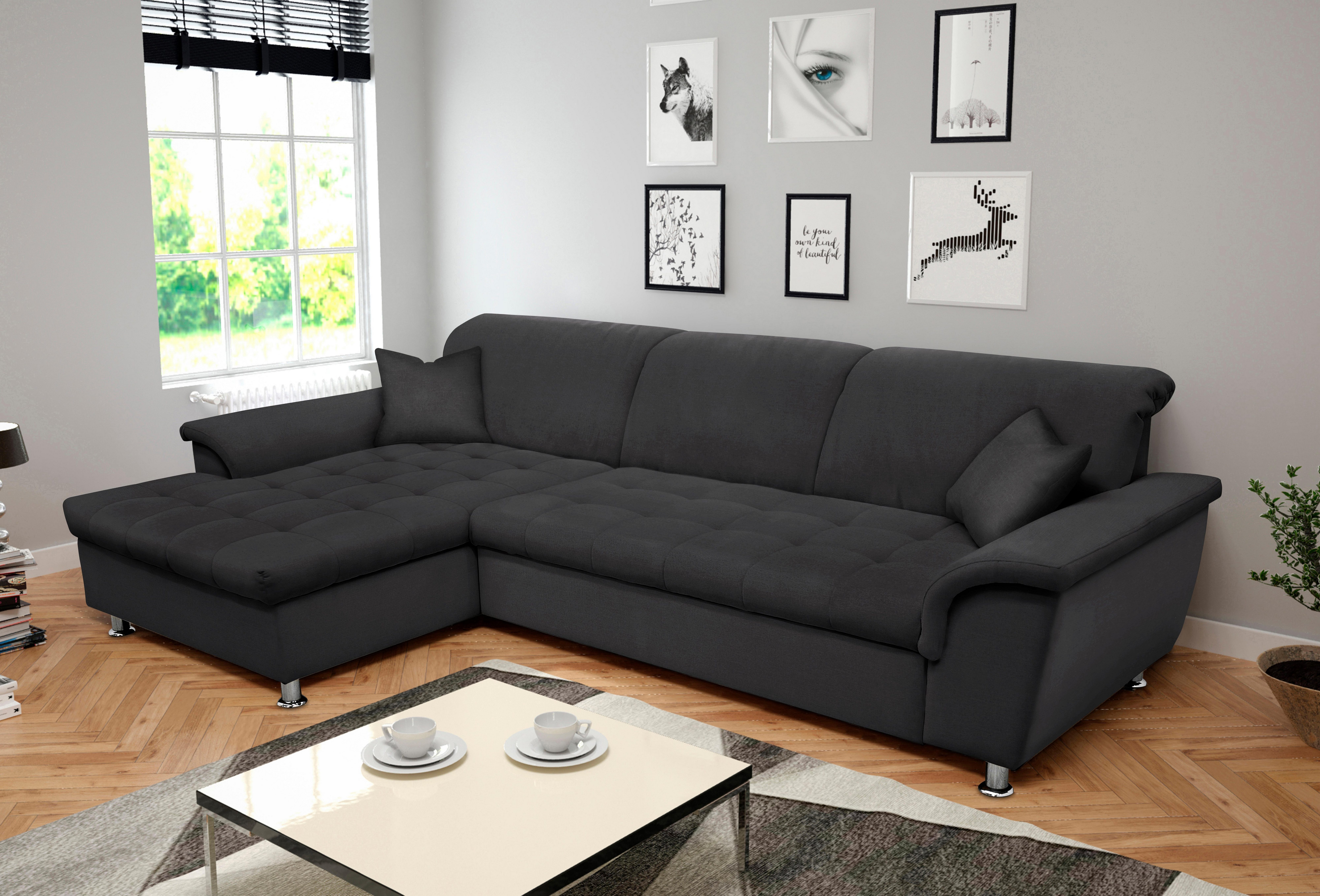 DOMO collection Ecksofa Franzi Steppung im Sitzbereich B7T/H: 278/162/80 cm, Schlafsofa, wahlweise mit Bettfunktion, Bettkasten und Kopfteilverstellung