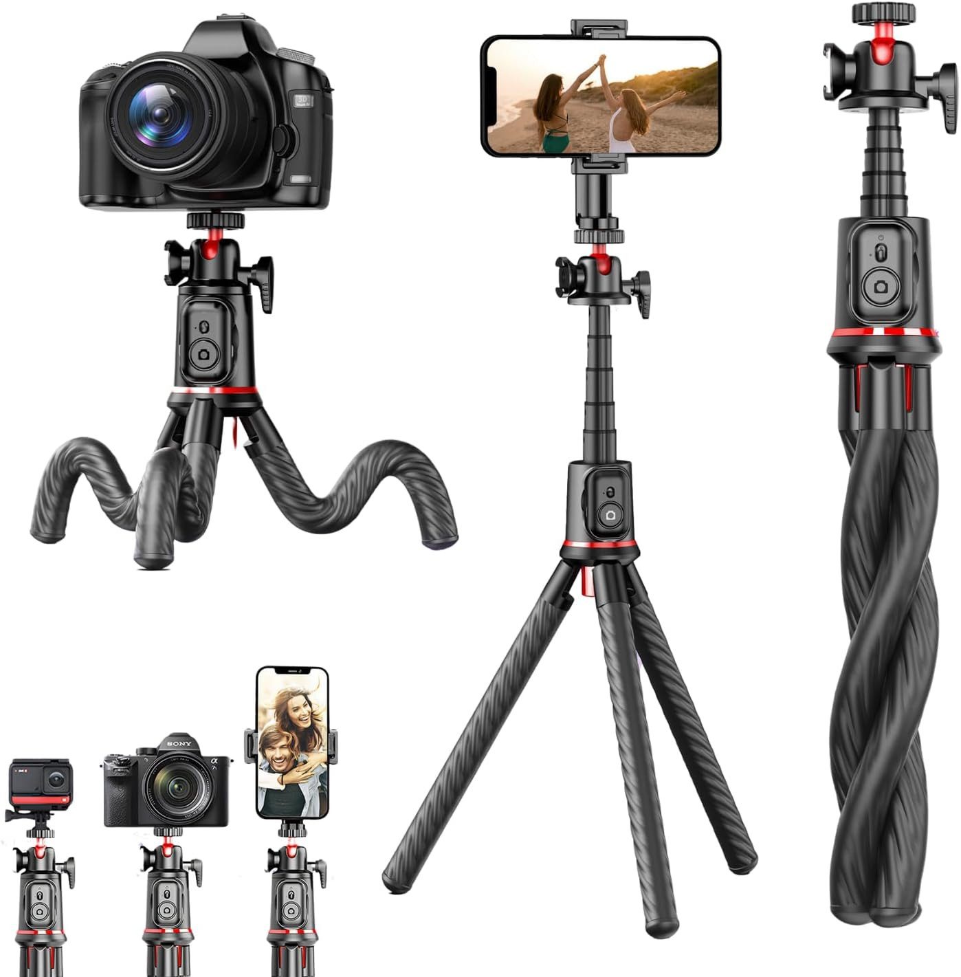 Selfie-Stick Flexibles Stativ für Handy, ausziehbar, 3-in-1, 360-Grad-Drehung