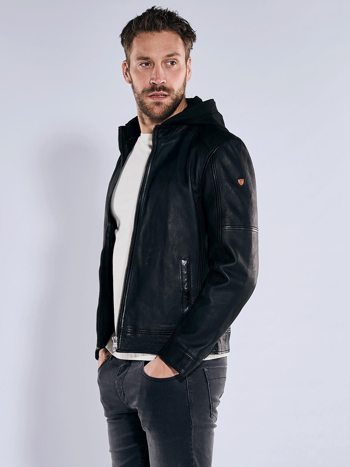 emilio adani Lederjacke Herren Lederjacke, Schwarz