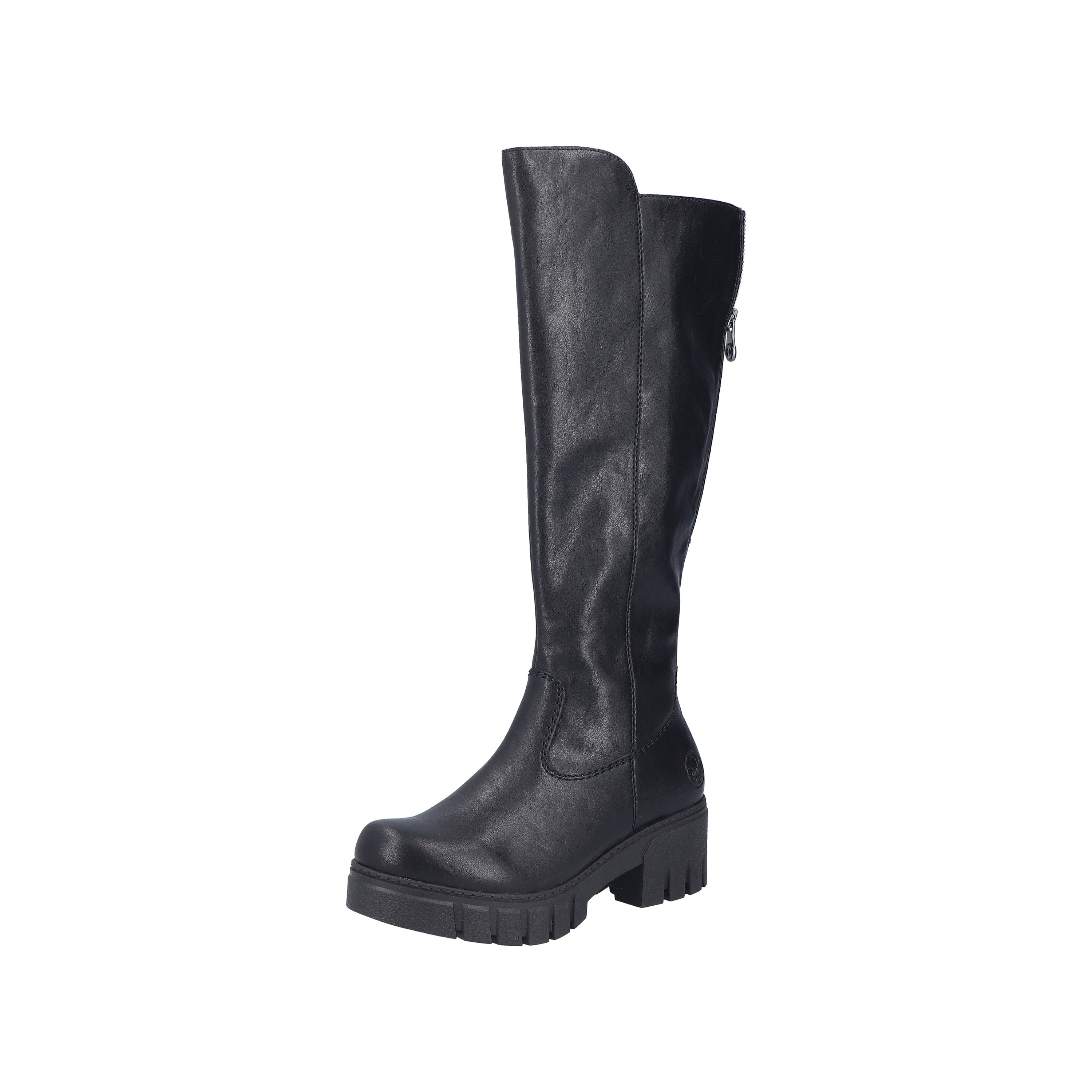 Rieker Stiefel Langschaftstiefel mit Reißverschluss hinten und markantem Blockabsatz