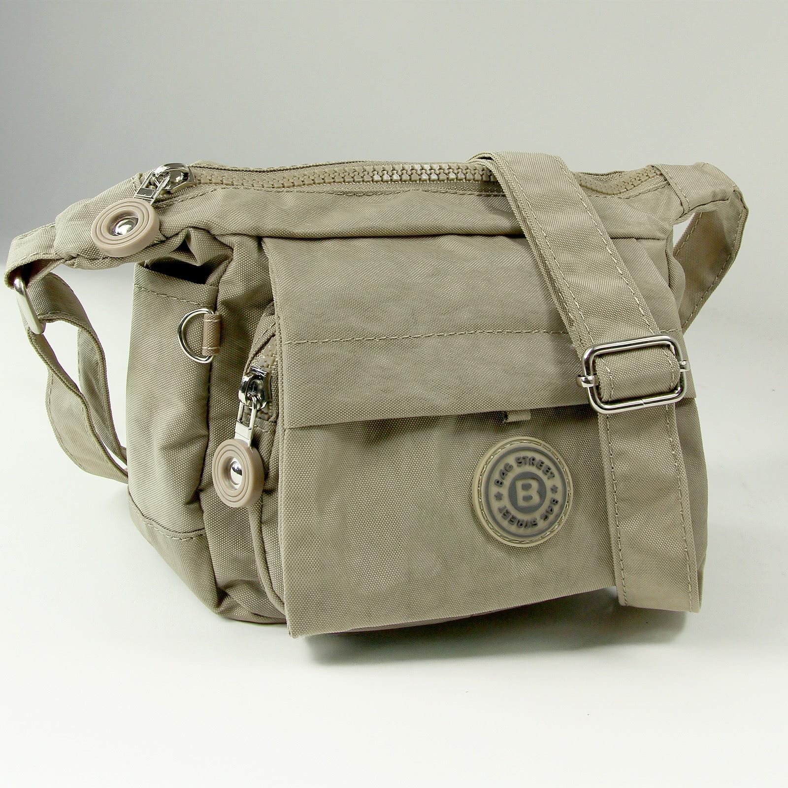 BAG STREET Handtasche Handtasche Abendtasche Nylon stone Damen (Handtasche), Damen, Jugend Tasche aus Crinkle Nylon in stone ca. 17cm Breite