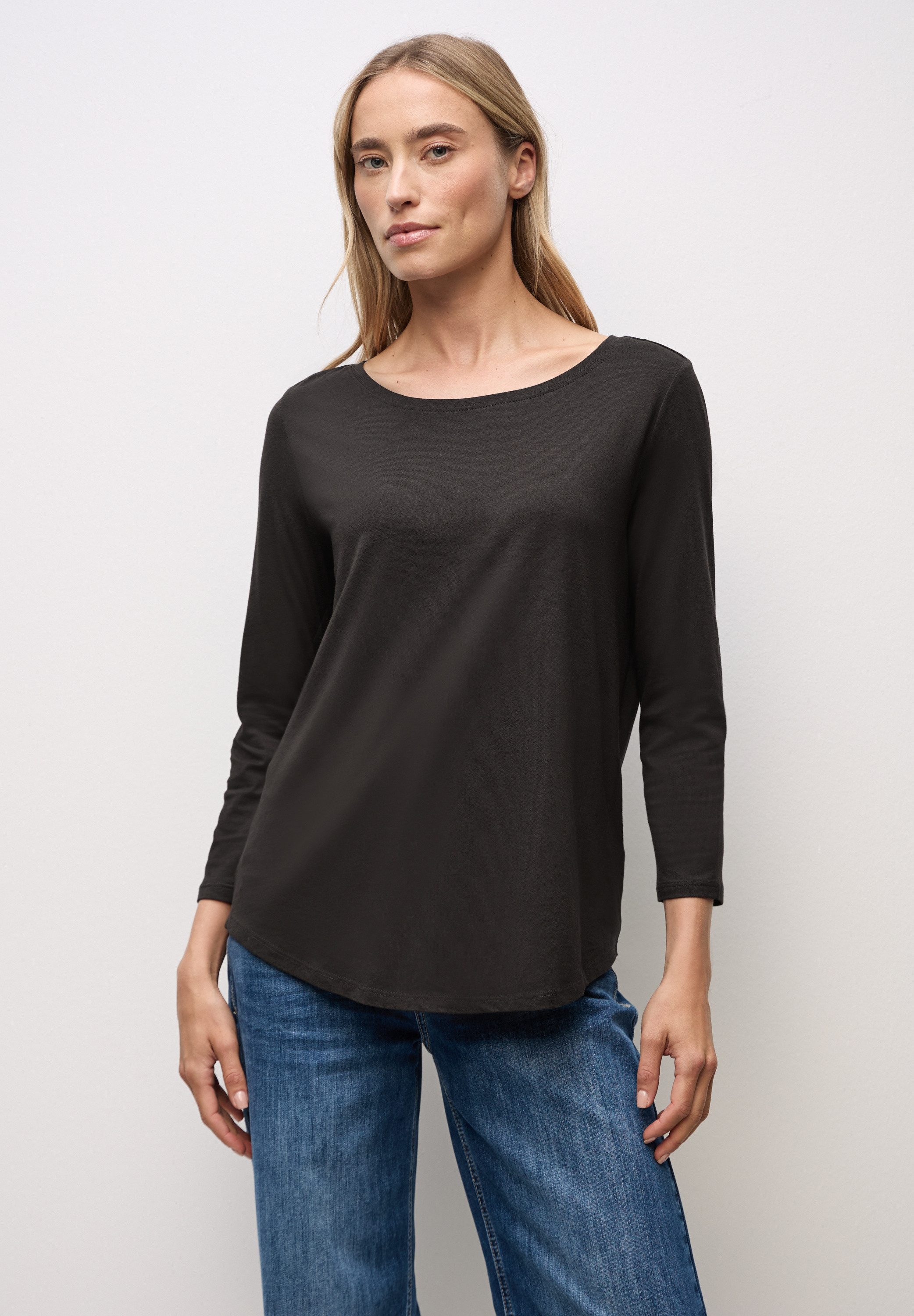 STREET ONE Langarmshirt in Unifarbe günstig online kaufen