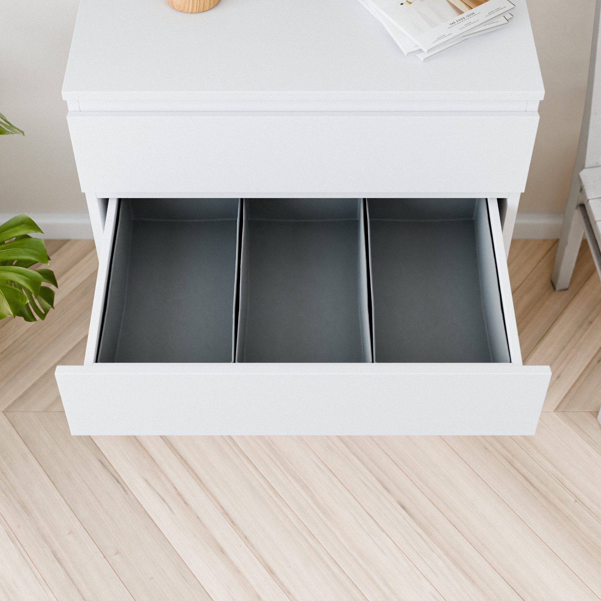 Clutter Cover Organizer für Malm Kommode (3er-Set), Boxen für Schublade