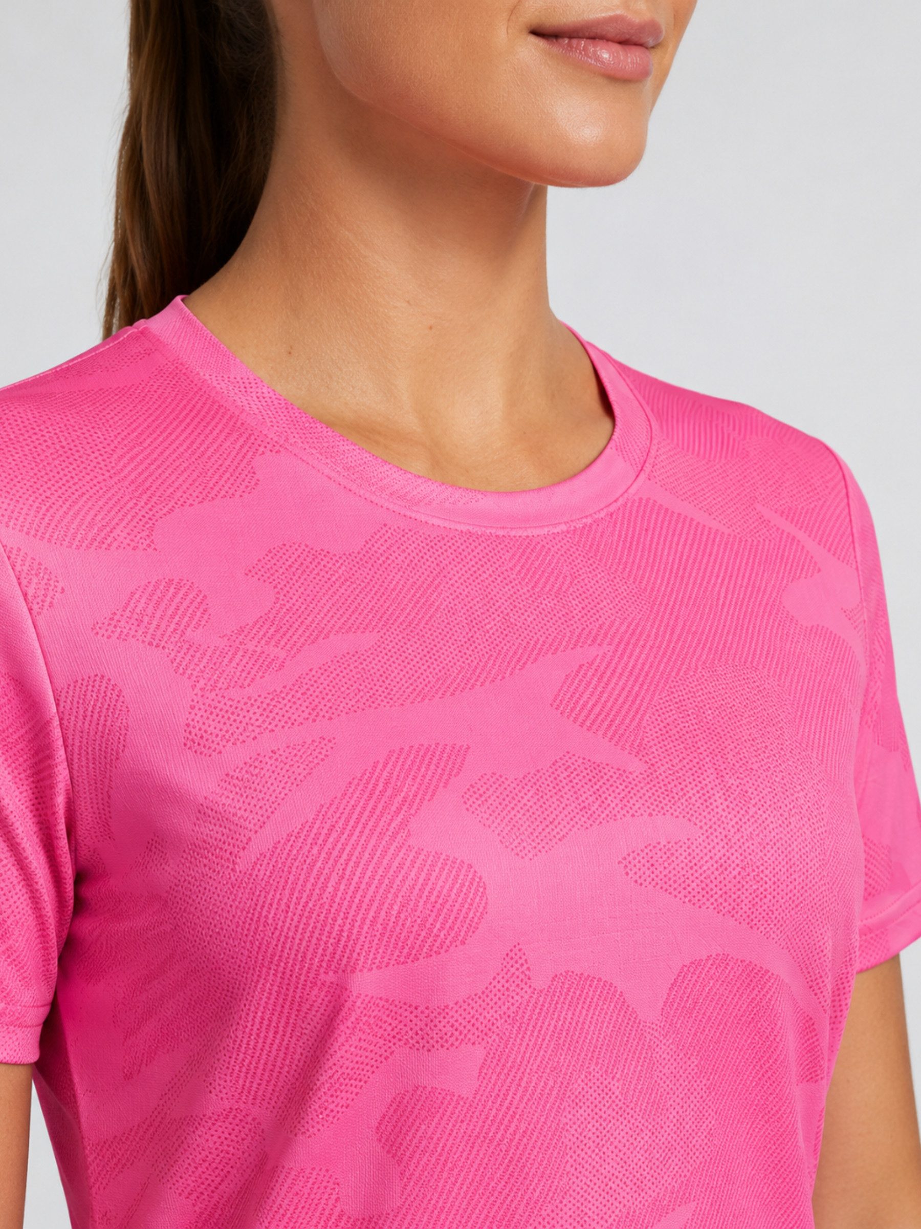 FemmeTone Funktionsshirt Damen Fitness-Shirt Kurzarm, schnelltrocknendes Workout-Shirt Leichtes Laufshirt für Frauen, texturiertes Activewear-T-Shirt
