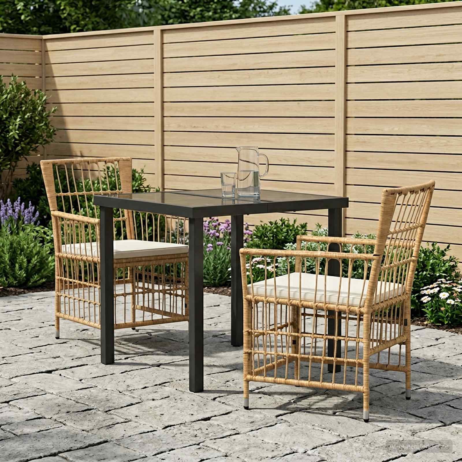 vidaXL Gartenlounge-Set Outdoor-Essgruppe 3 stk. Natur Poly-Rattan, (3-tlg)