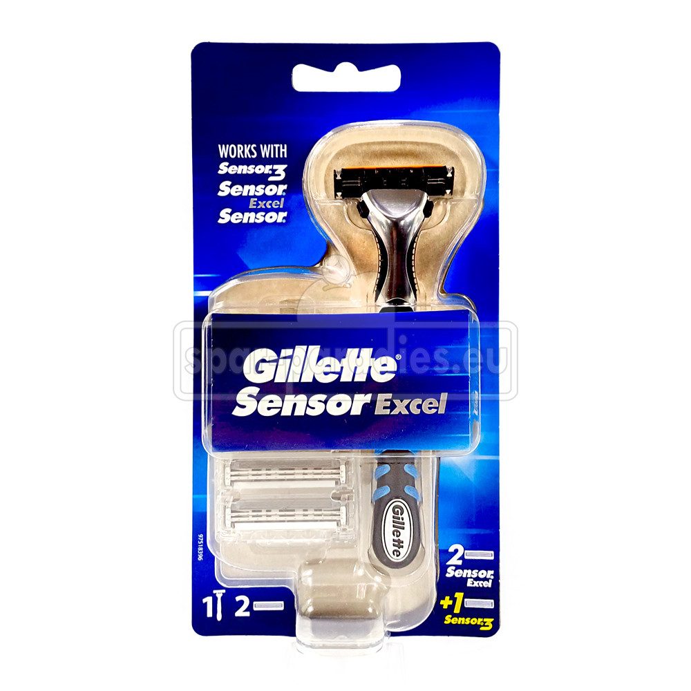 Rasierklingen Gillette Sensor Excel Rasierer + 2 Ersatzklingen