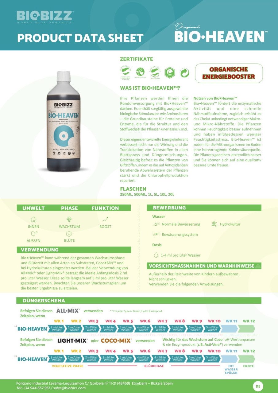 Biobizz Pflanzendünger BioBizz Grow Dünger Bio-Heaven günstig online kaufen