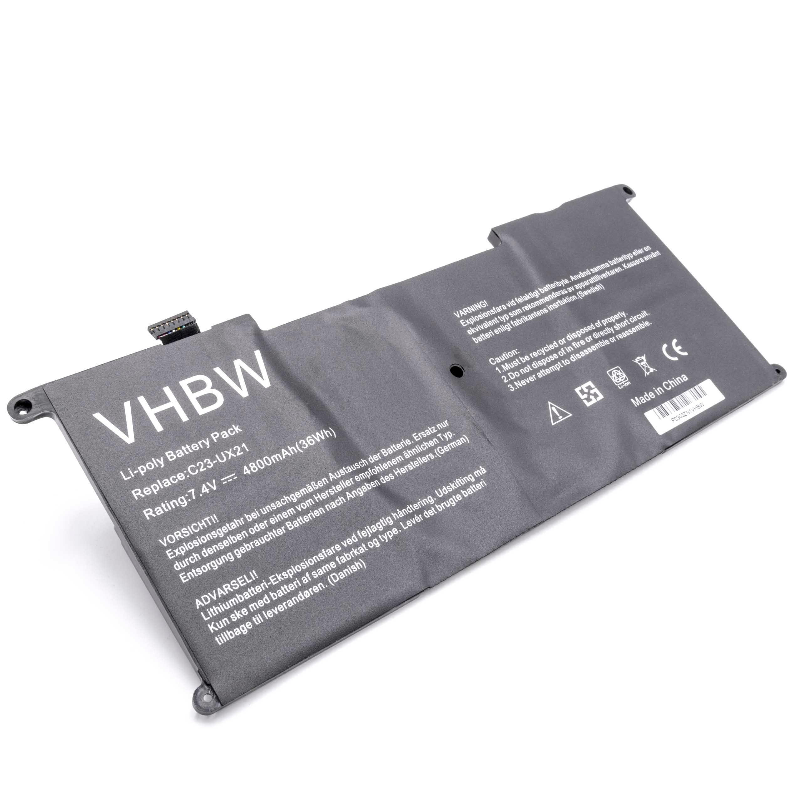 vhbw passend für Asus ZenBook UX21E-KX009V, UX21E-KX010V, UX21E-KX011V, Laptop-Akku 4800 mAh