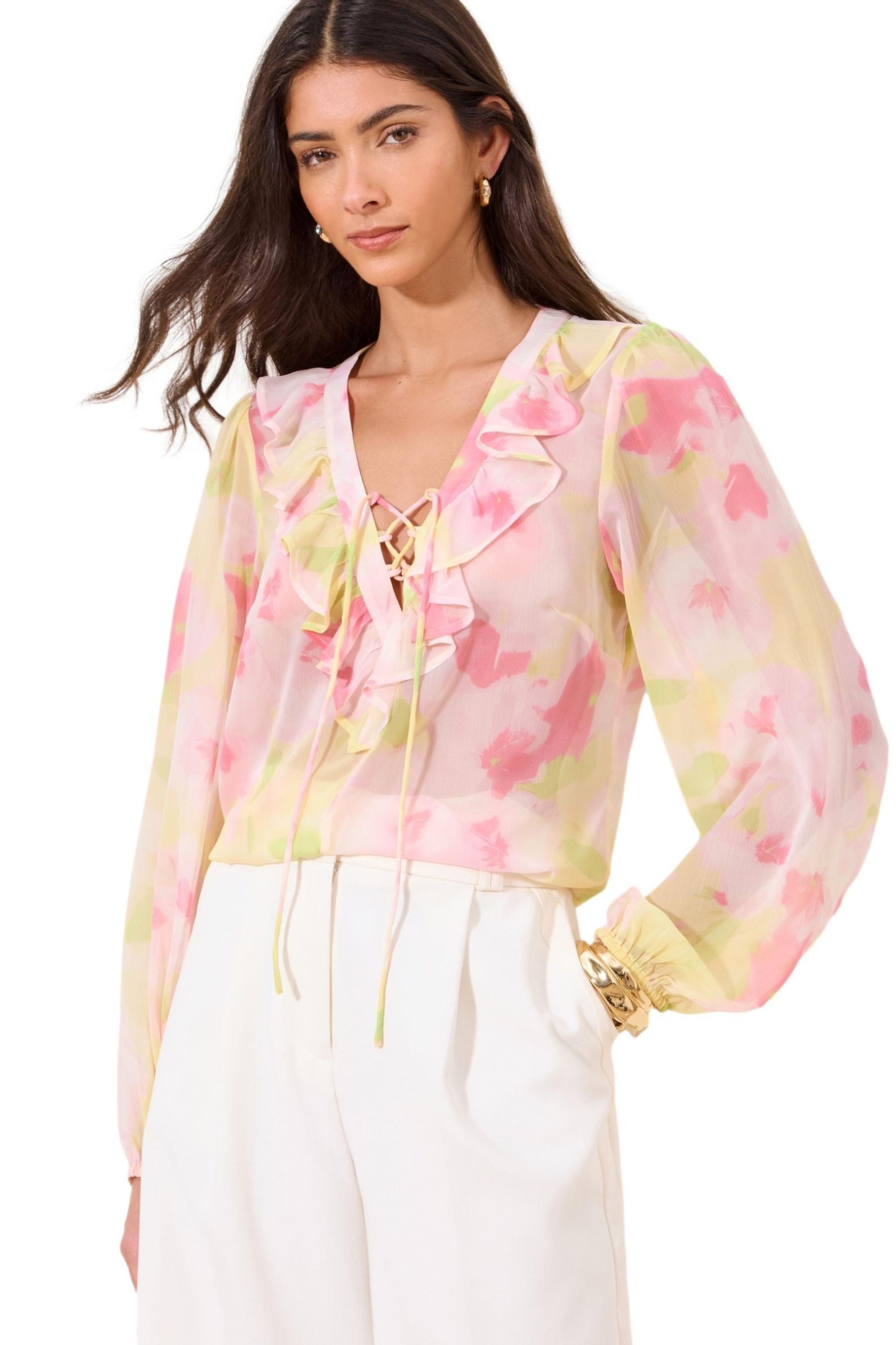 LIPSY Rüschenbluse Lipsy Rüschenbluse mit Bindedetail, Regular (1-tlg)