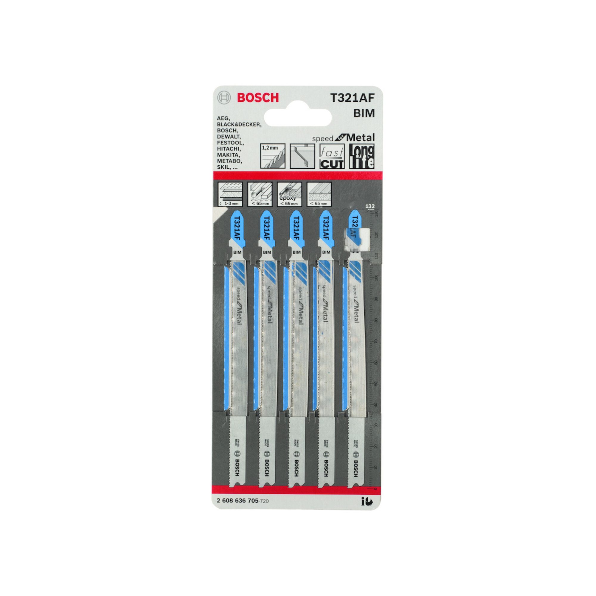 Bosch Professional Stichsägeblatt Bosch Stichsägeblatt T 321 AF VE à 5 Stück Speed for Metal