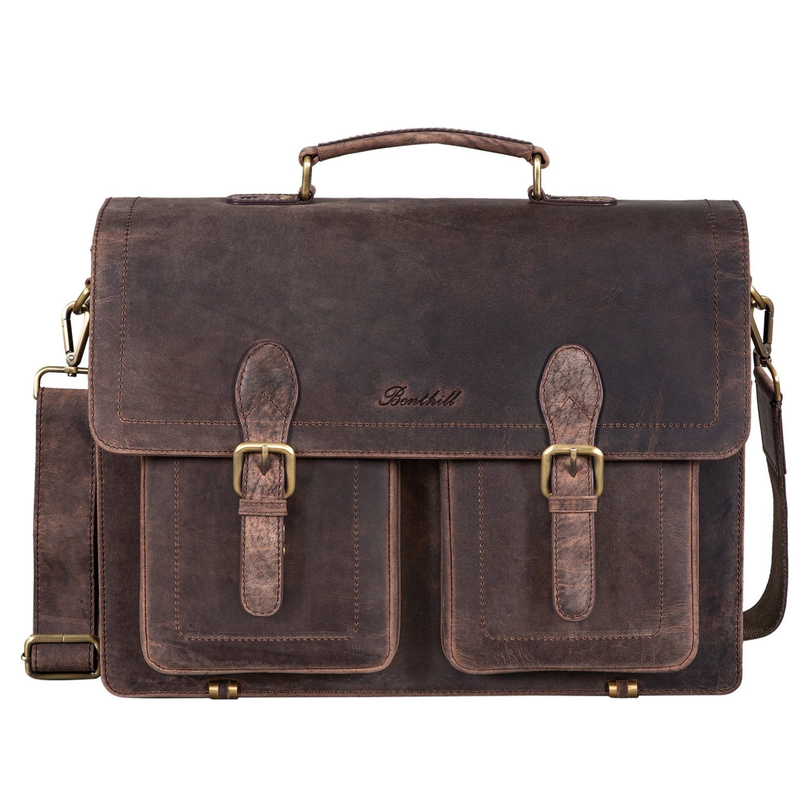 Benthill Aktentasche Echt Leder Laptoptasche Notebooktasche Umhängetasche L günstig online kaufen