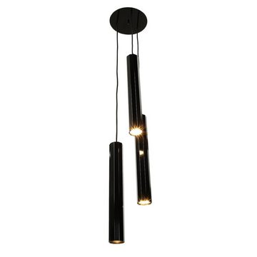 Licht-Erlebnisse Pendelleuchte MAEL, ohne Leuchtmittel, Hängelampe Esstisch Schwarz 3-flammig Zylinder Modern Design