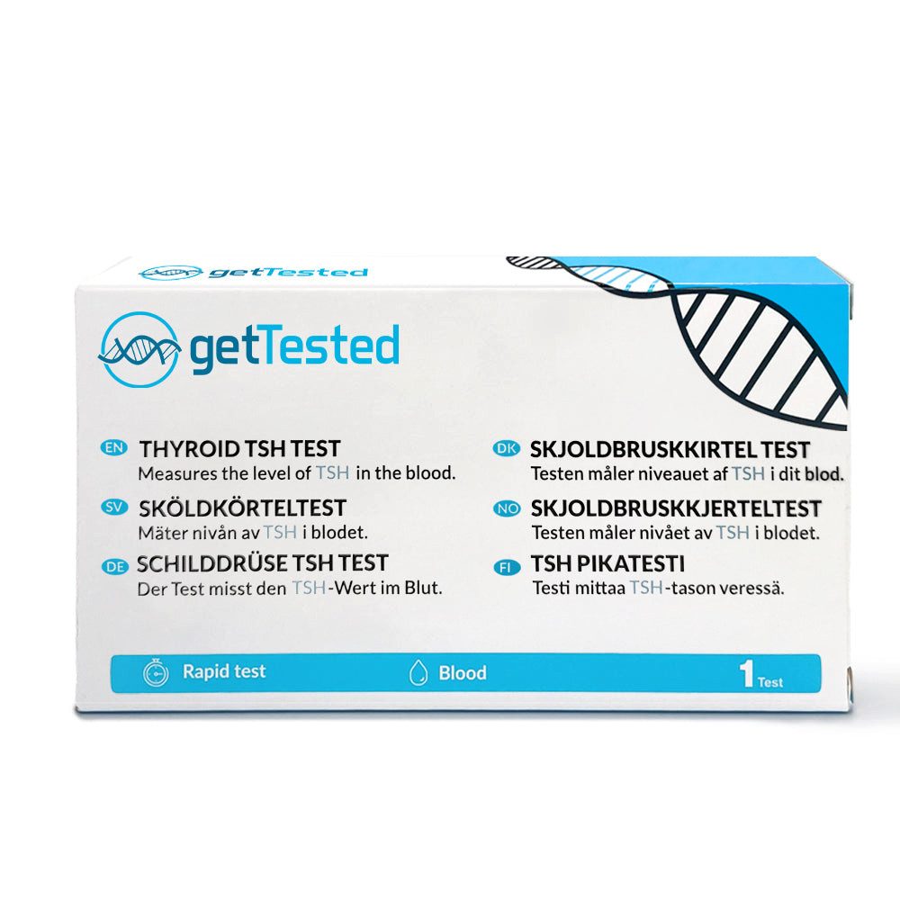 GetTested International AB Unverträglichkeitstest TSH-Test der Schilddrüse, 1 Messparameter, Testkit, 1-tlg., TSH-Bluttest für zuhause, TSH-Bluttest zur Schilddrüsen-Orientierung