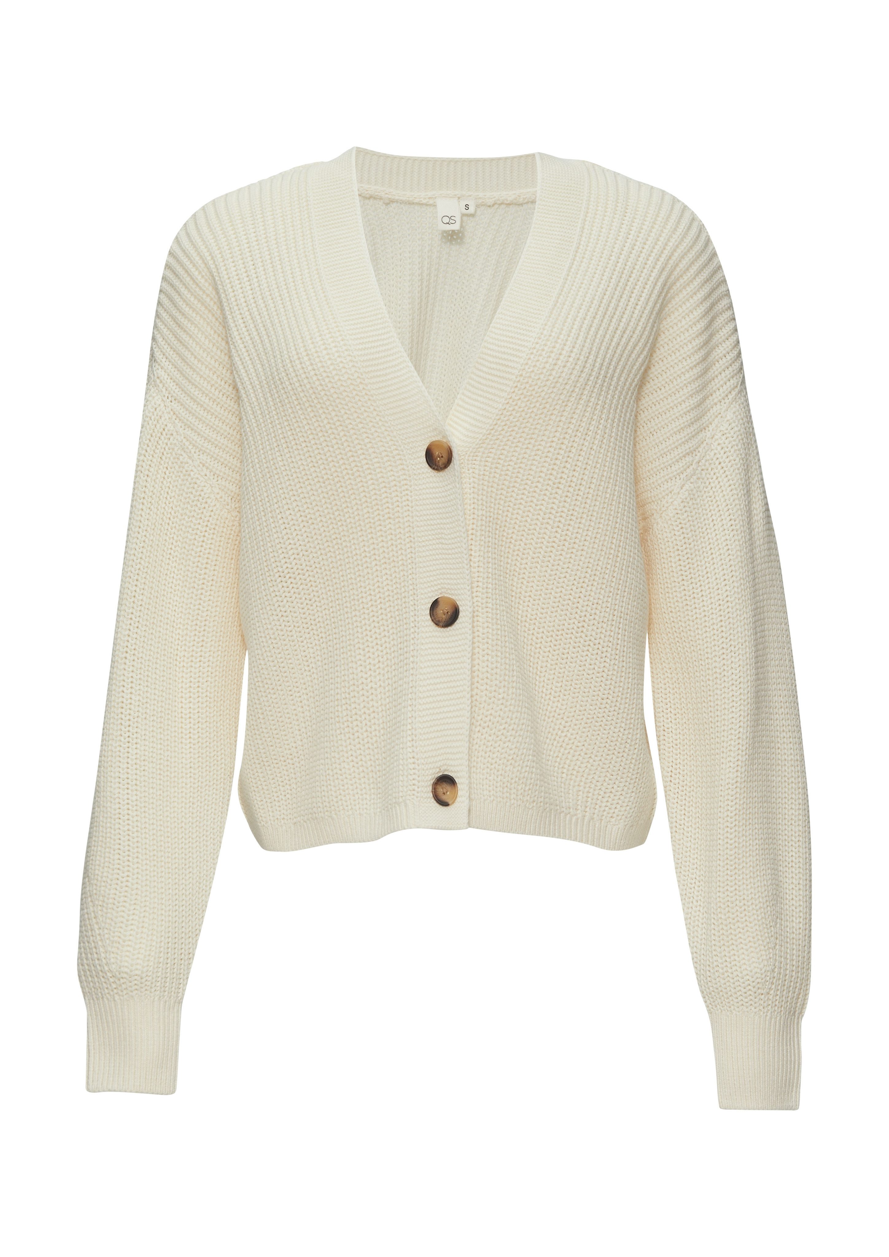 QS Strickjacke mit Rippbündchen