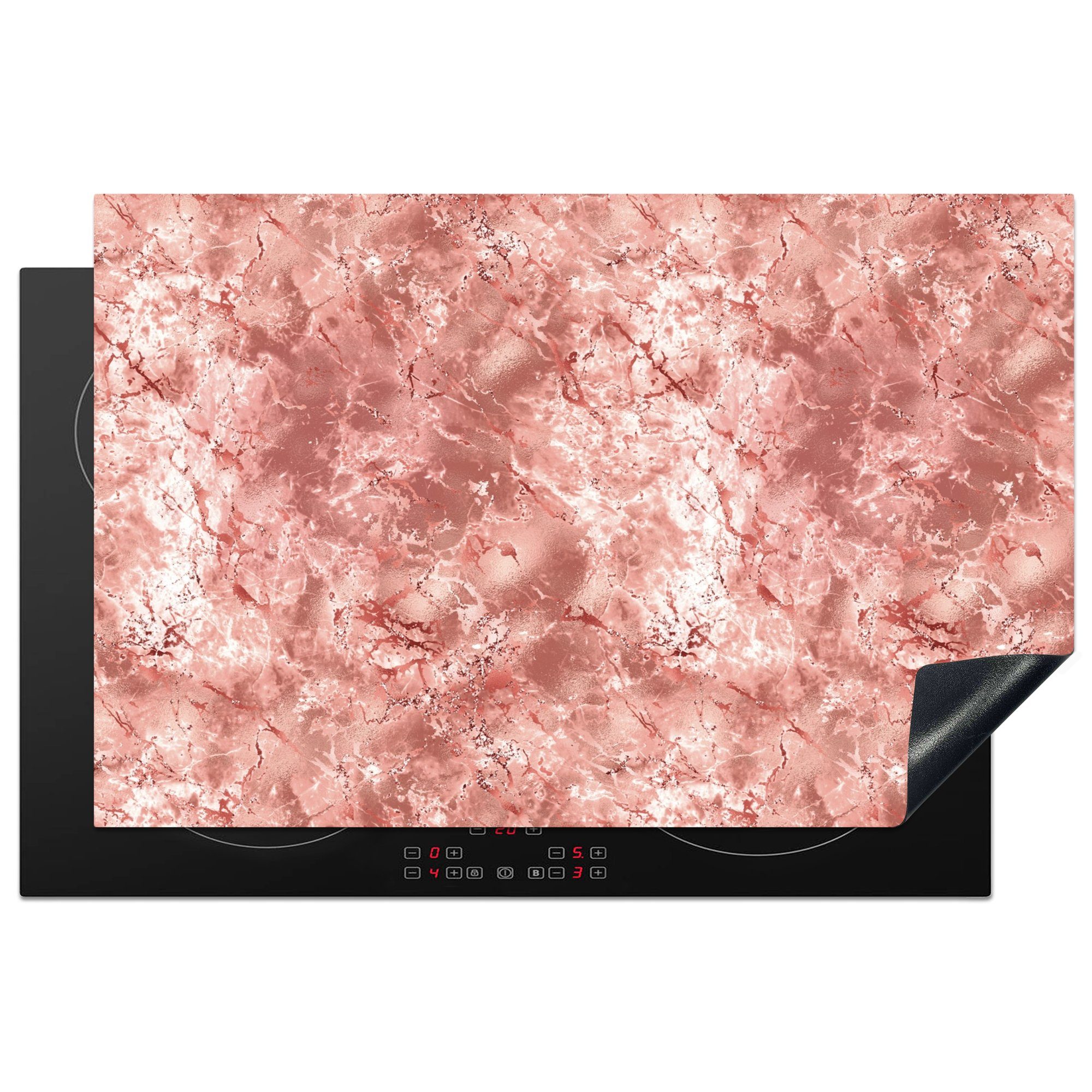 MuchoWow Herdblende-/Abdeckplatte Rosa - Marmor - Edelsteine - Luxus, Vinyl, (1 tlg), 81x52 cm, Induktionskochfeld Schutz für die küche, Ceranfeldabdeckung