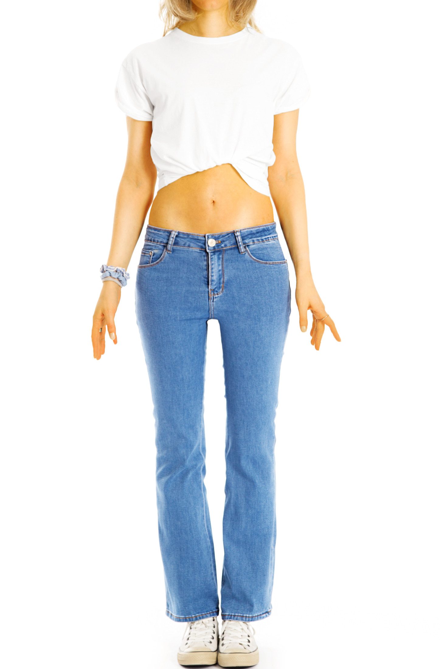 be styled Ankle-Jeans Cropped Bootcut Ankle Jeans stretchige Schlag Hosen - Damen - j7k mit Stretch-Anteil