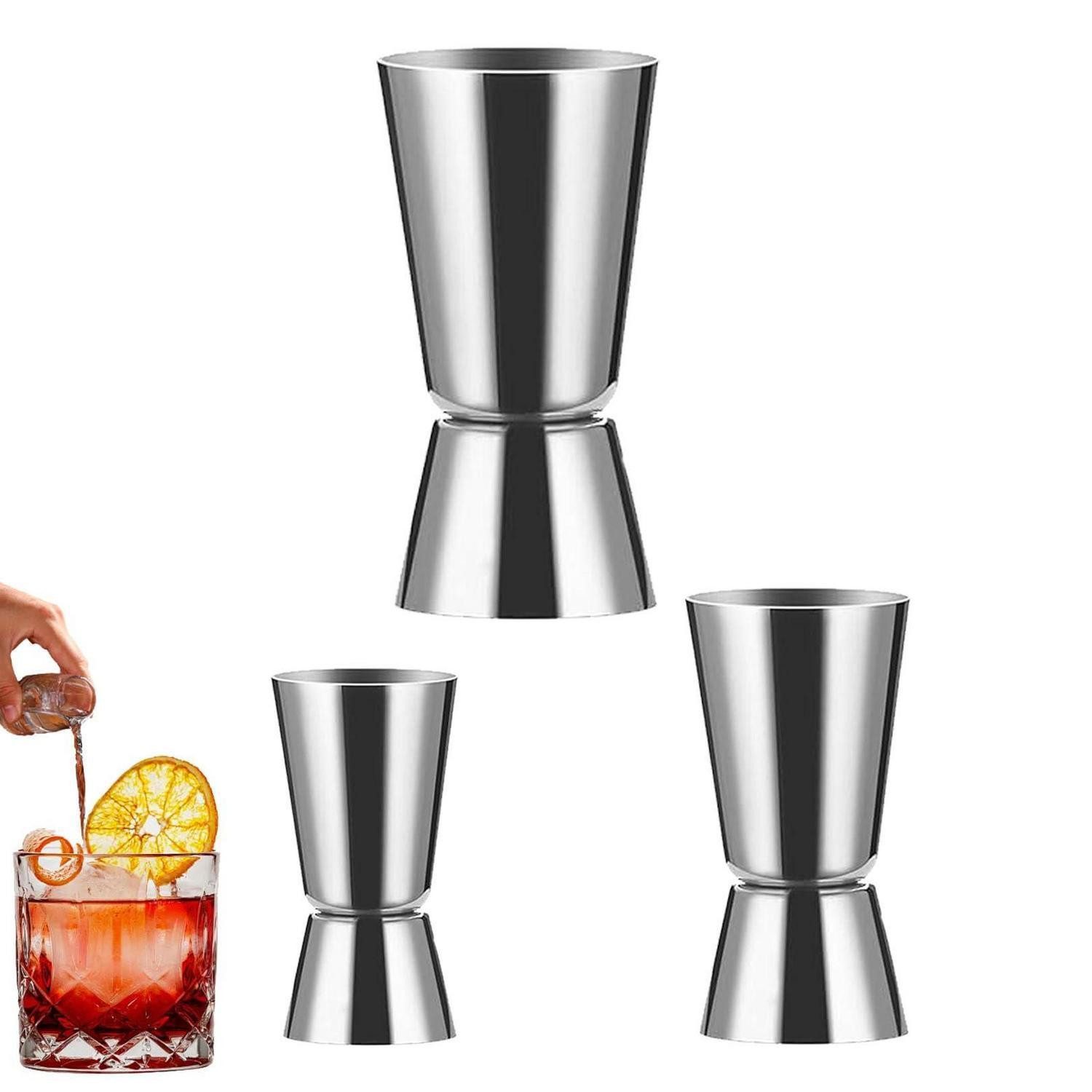 LuxusKollektion Barmaß Cocktail Messbecher Set Edelstahl 3-tlg.