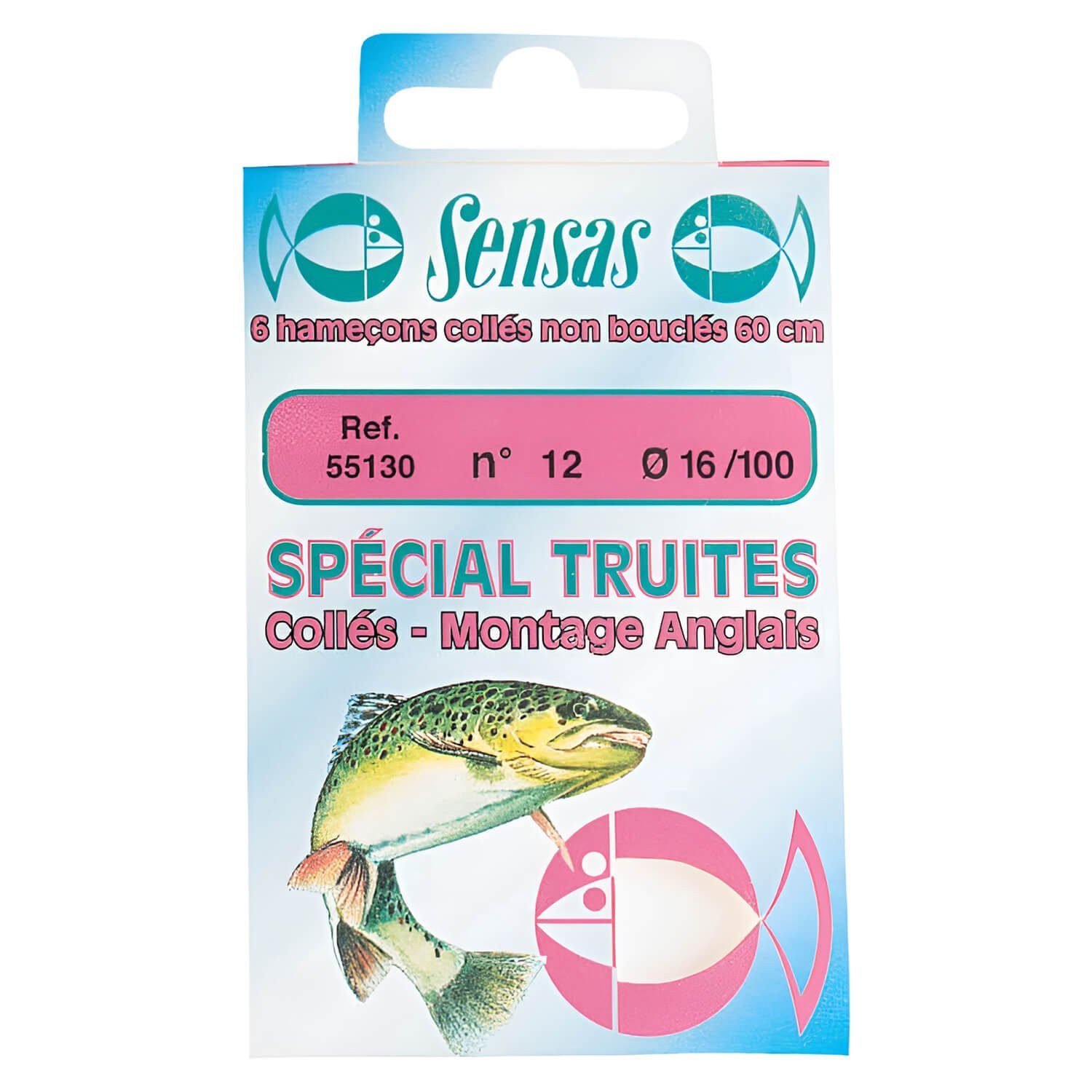 Sensas Forellenhaken Sensas Forellen-Haken geklebte Wicklung 60cm 6Stk., (6-St)