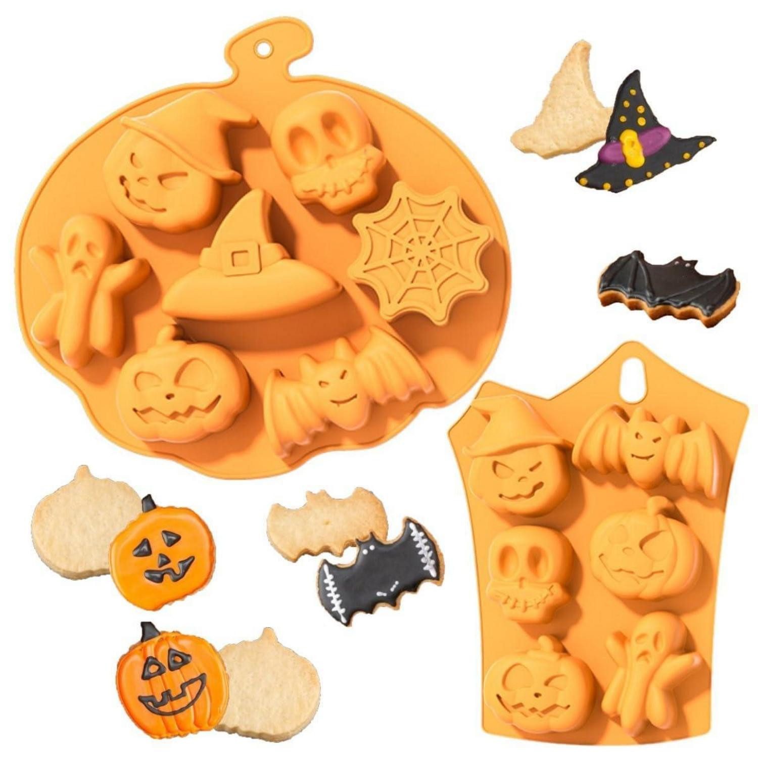 LuxusKollektion Silikonform Halloween Silikon Backform Set Kürbis Fledermaus Schädel