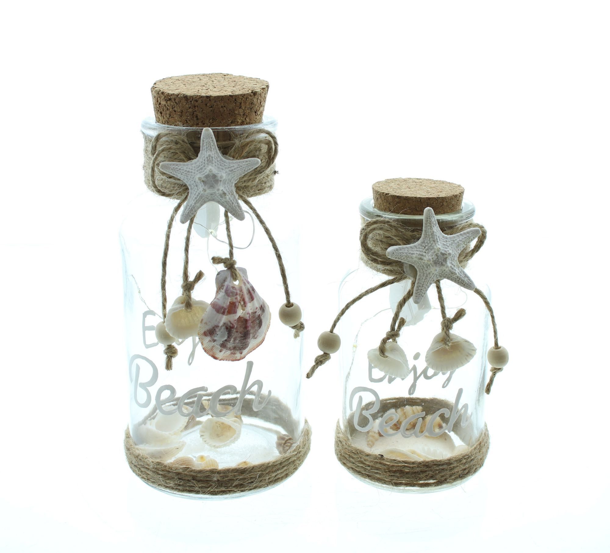 Dekoleidenschaft LED Windlicht "Beach", Windlicht-Glas mit Leuchtdraht, 12 günstig online kaufen