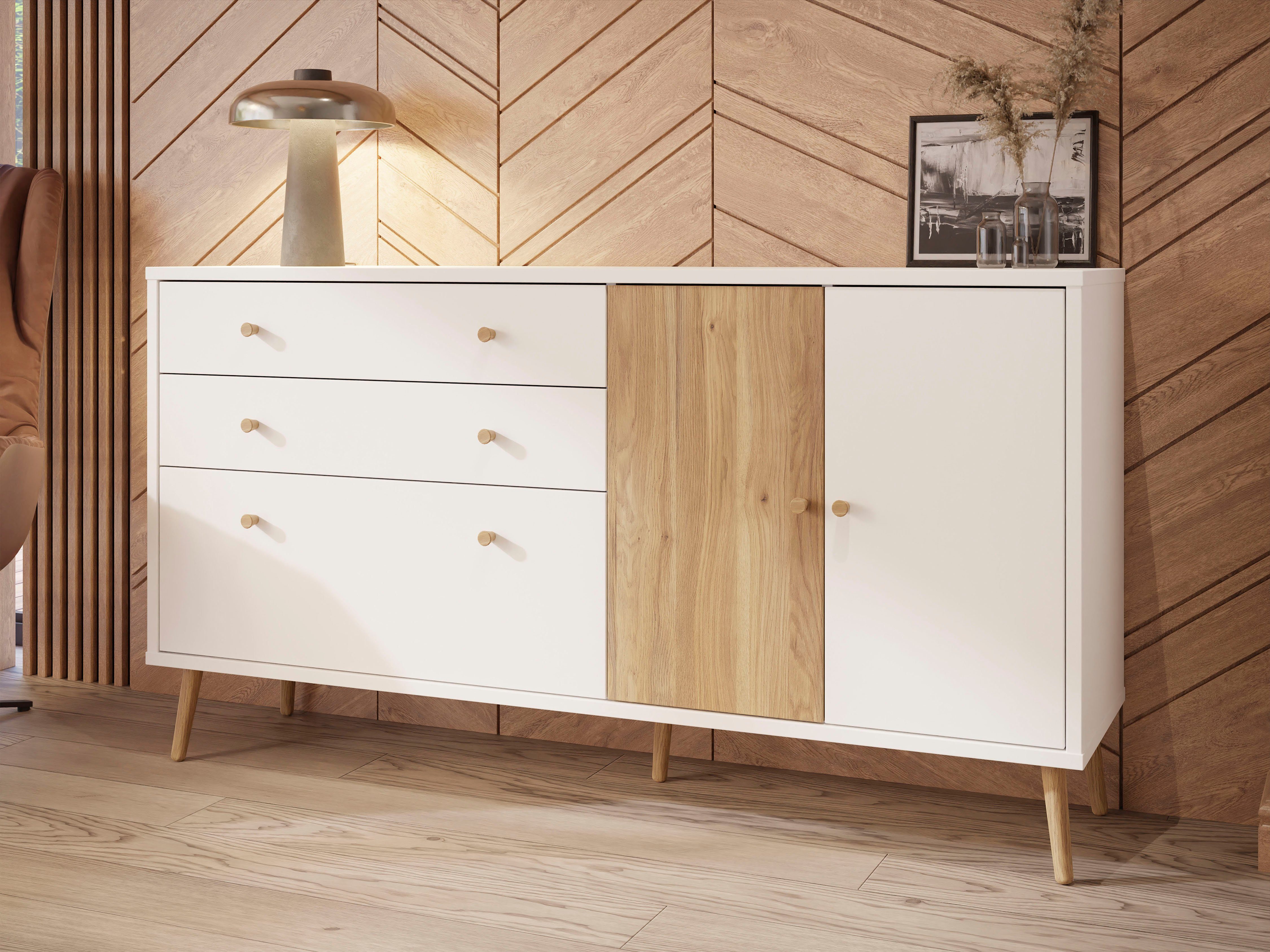 by EasyKlix Sideboard FORTE Forte, Weiß/Mauvella aufzubauen Art Möbel die Harllson geniale Eiche neue