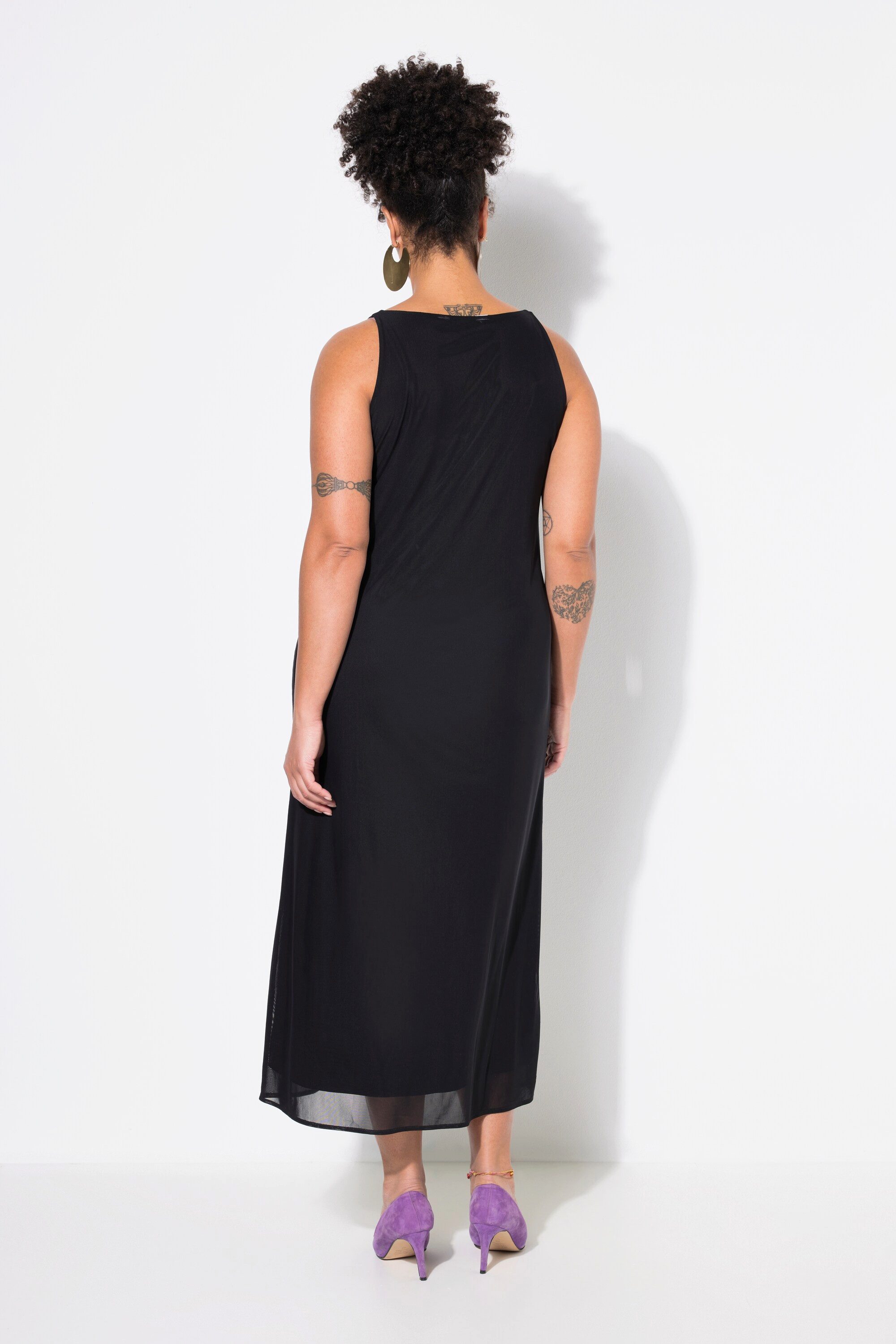 MIAMODA Jerseykleid Mesh-Maxikleid A-Linie abnehmbare 3D-Blüten