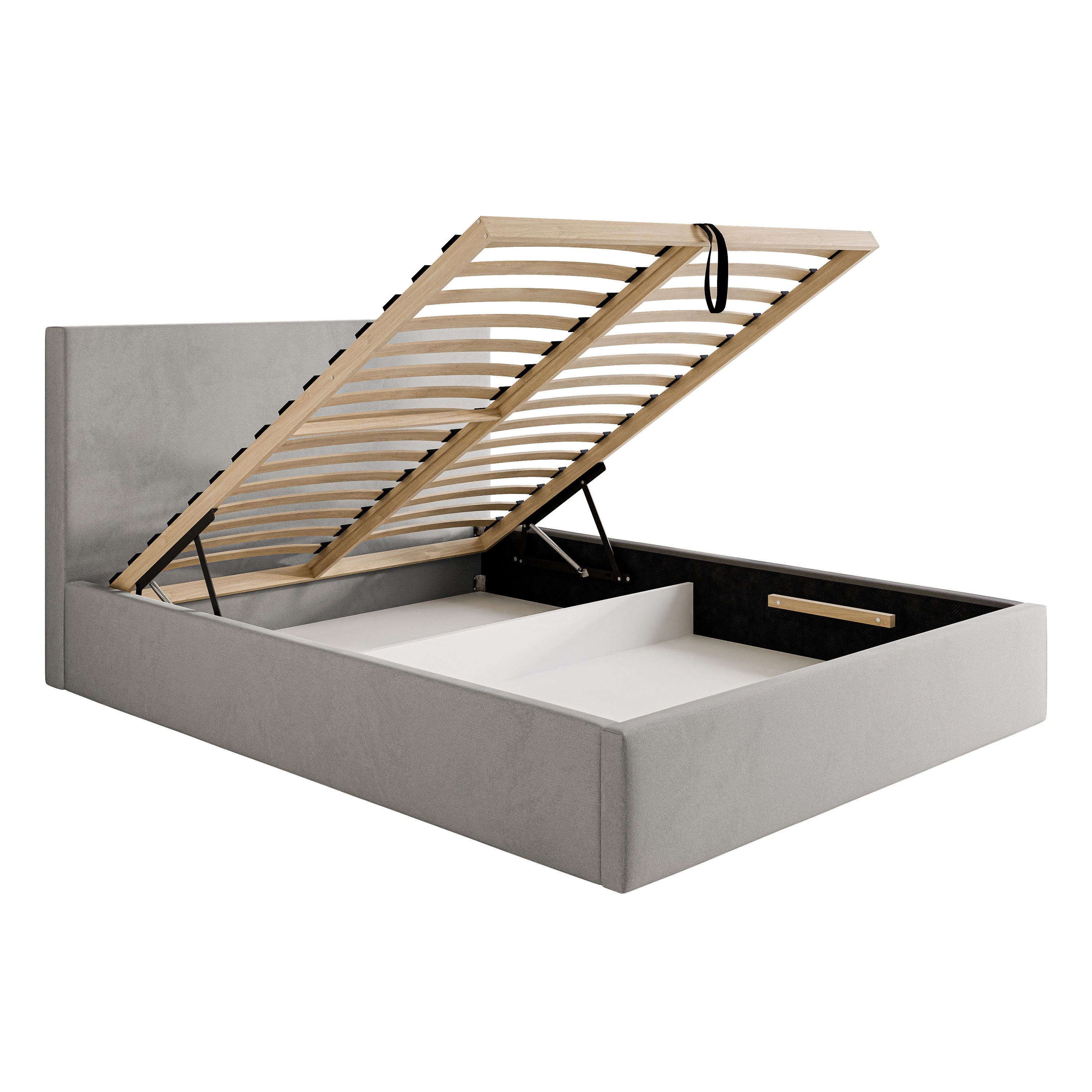 VIVENTE Möbel Polsterbett MONOLITH Kuschelstoff ABRIAMO Bettkasten Lattenrost 32 Lamellen (Breiten 140/160/180/200 cm), mit großem Bettkasten in versch. Breiten und Farben