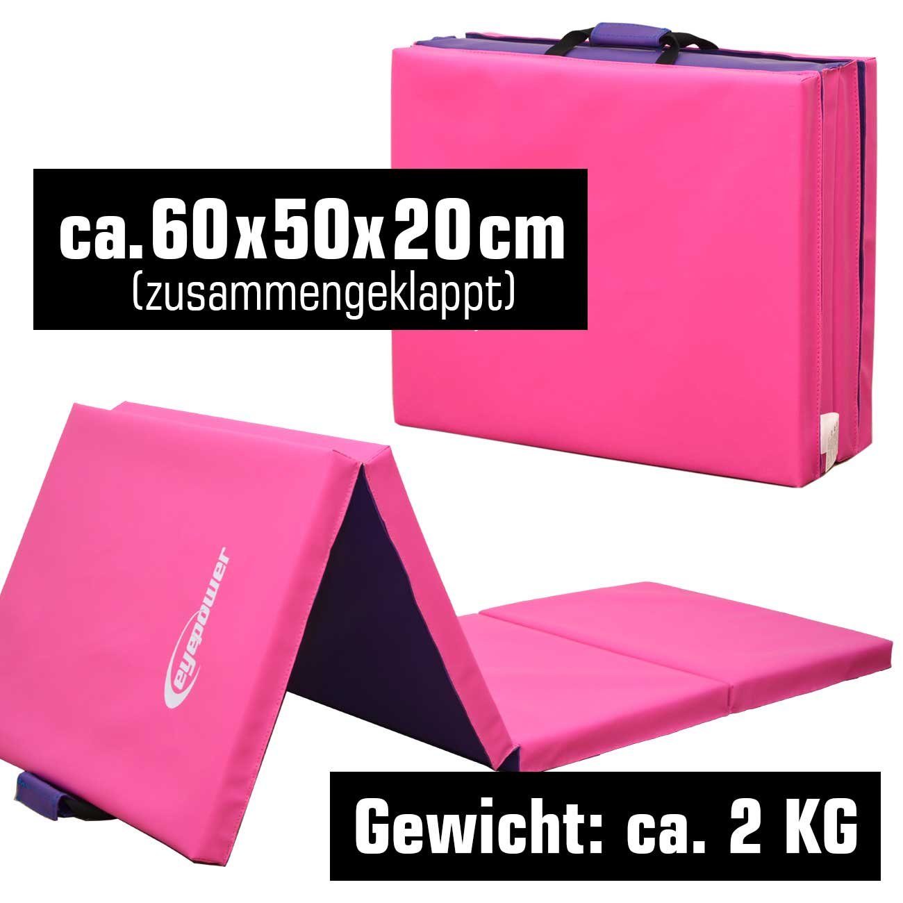 eyepower Fitnessmatte XL pink Turn- Bodenmatte, Gymnastikmatte Sport-, Weichbodenmatte und