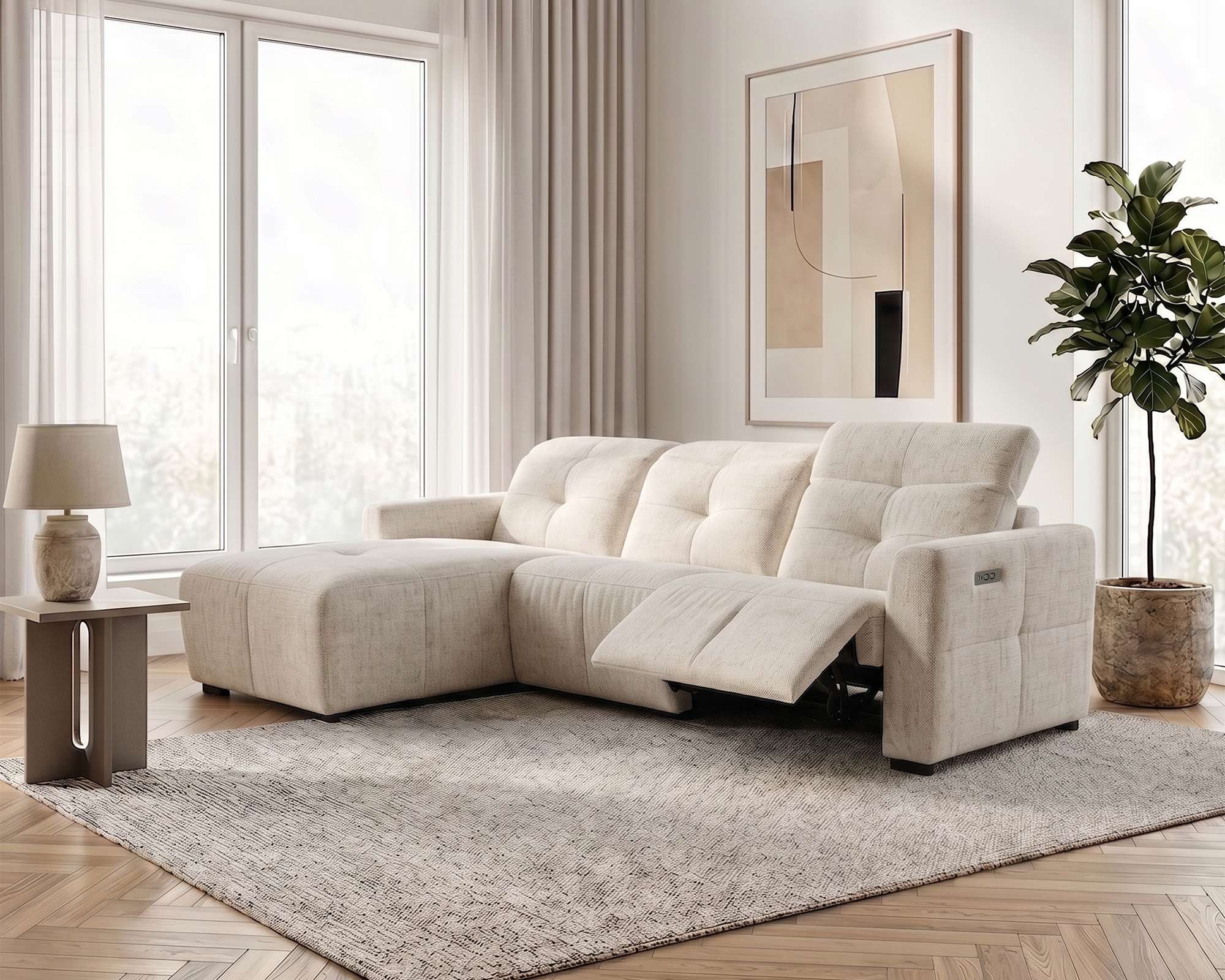 OTTO home Ecksofa CAARLA Webstoff, L-Form, 261 cm, man. o. elektr. Relaxfunktion (USB), mit USB-A und USB-C bei elektrischer Ausführung, Kopfteilverstellung