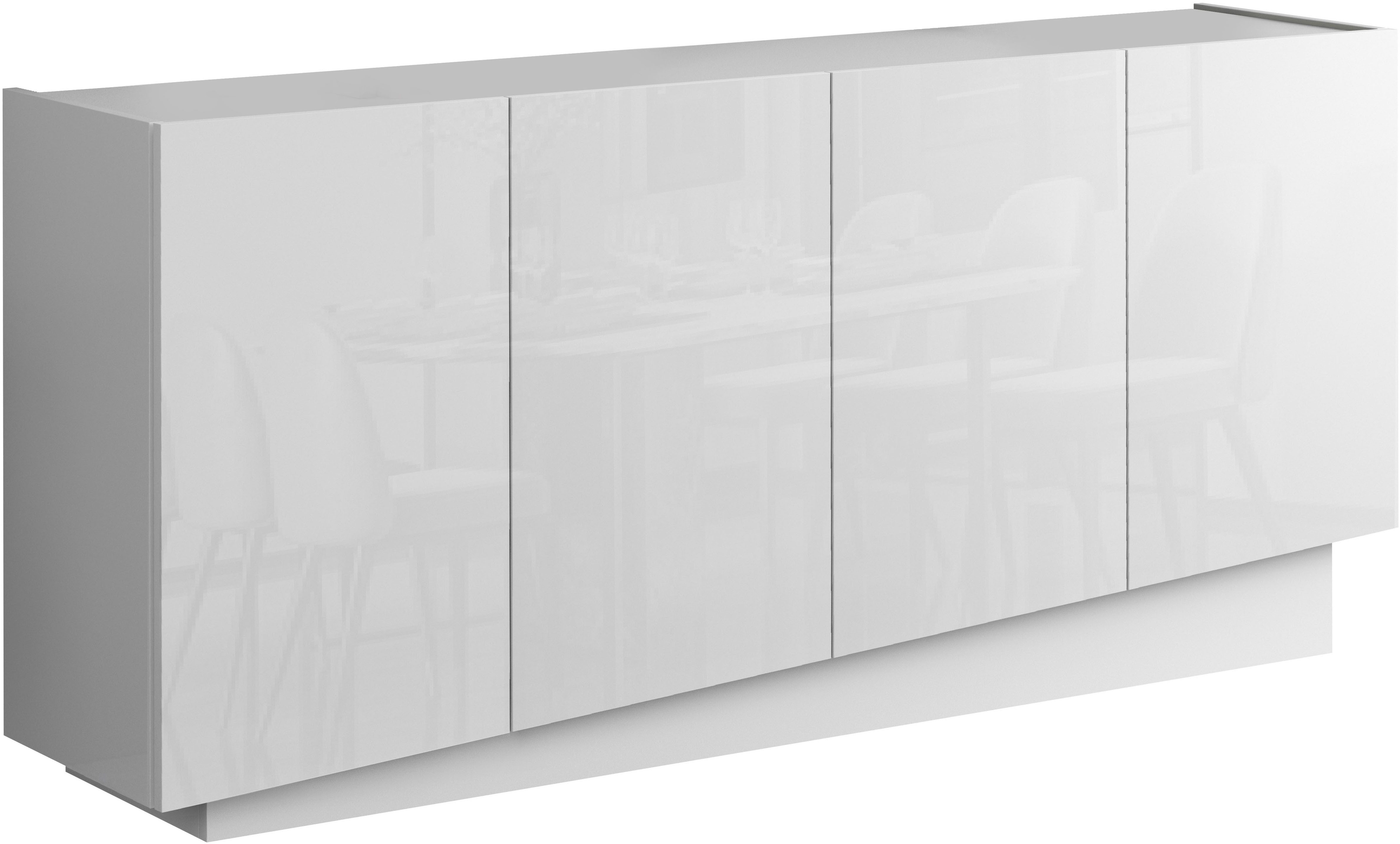 OTTO home Sideboard VELA, Breite 160 cm, Design mit schrägen Türen, Maße-B/T/H: 160x35x75 (1 St), Made in Italy, Fronten Hochglanz lackiert,Sideboard, Anrichte, Kommode