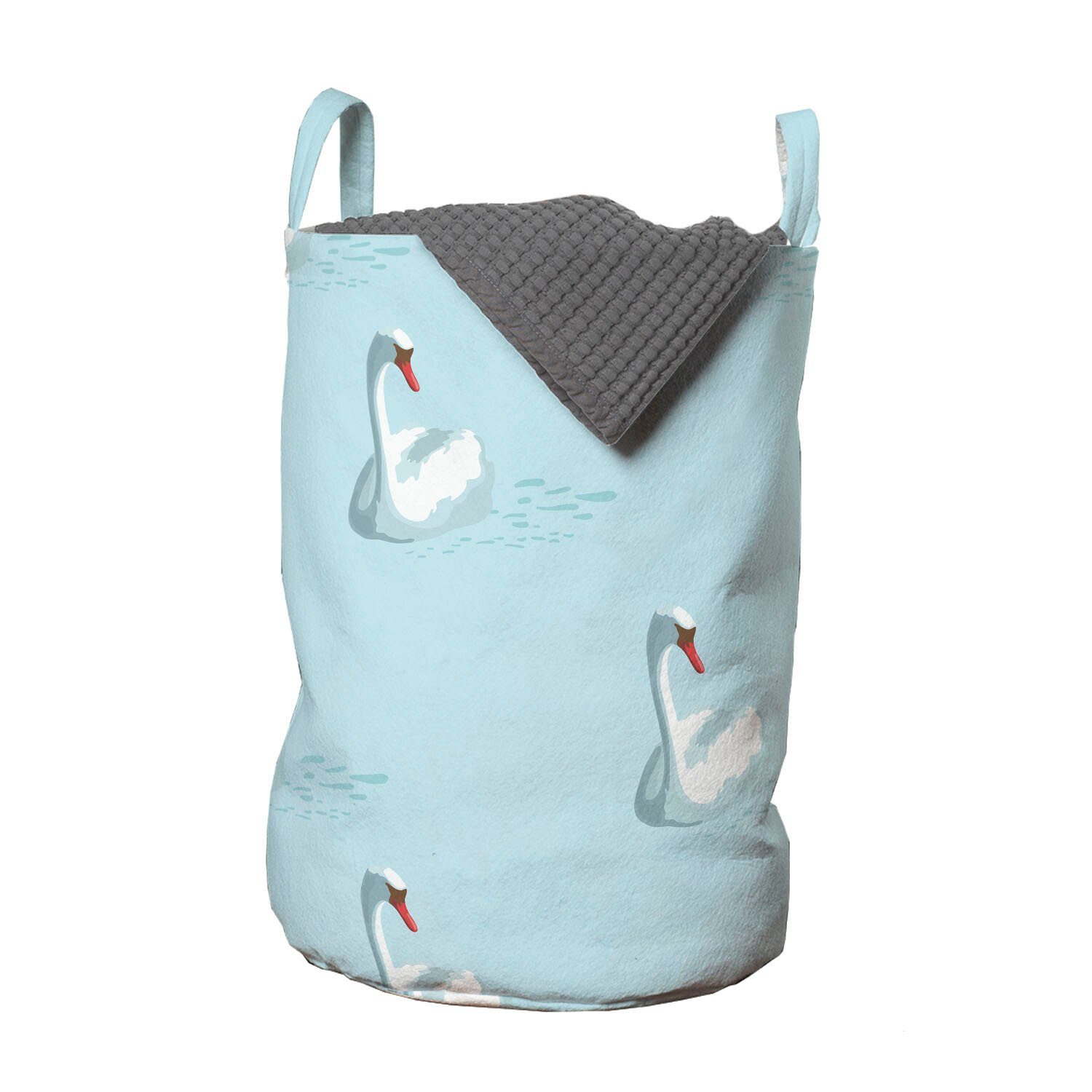 Wäschesäckchen Waschsalons, Griffen See Vogel Abakuhaus Wäschekorb Wasservogel Kordelzugverschluss Pastell Swans mit für