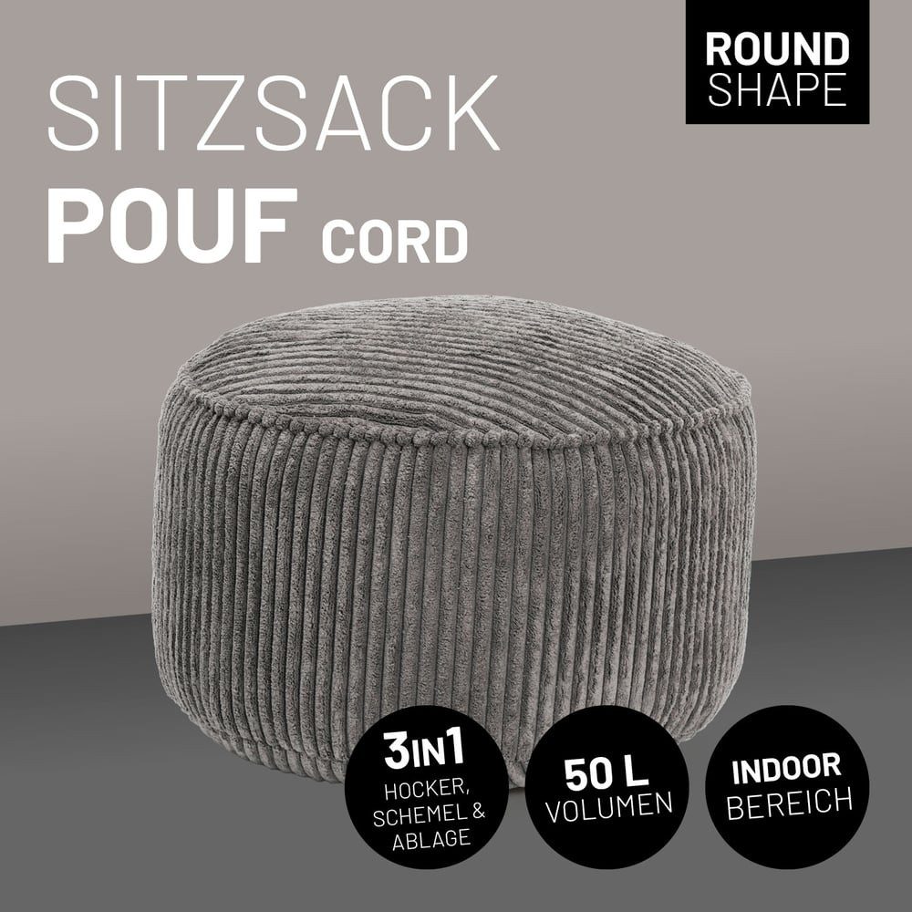 Lumaland Pouf Sitzhocker Cord Ablage kompakt günstig online kaufen