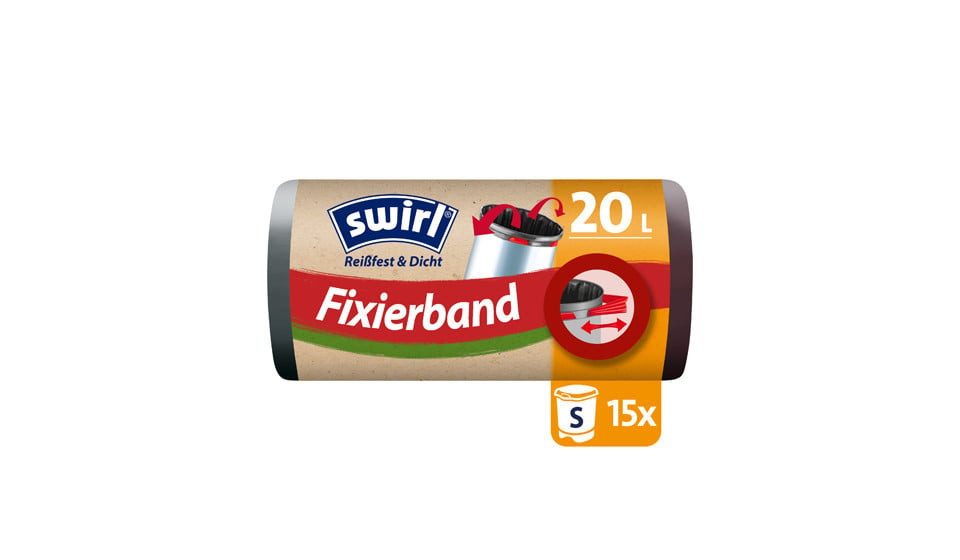 Swirl Müllbeutel Swirl® Fixierband-Müllbeutel 20 L Reißfest & Dicht