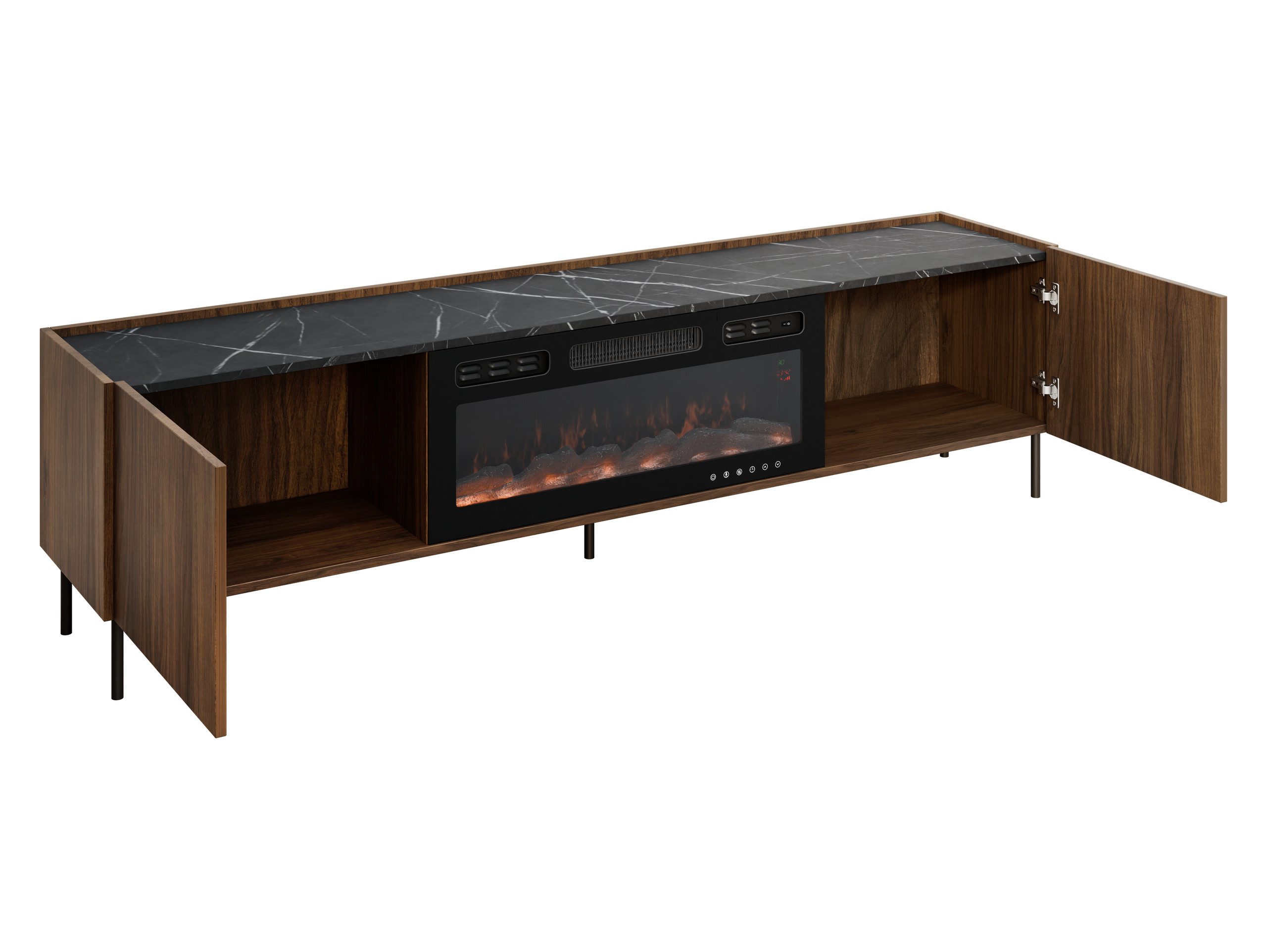 MIRJAN24 TV-Schrank Tewos 200 K mit Kamin (mit zwei Drehtüren) 200x37x55 cm, Heizfunktion – Bild 3 von 5