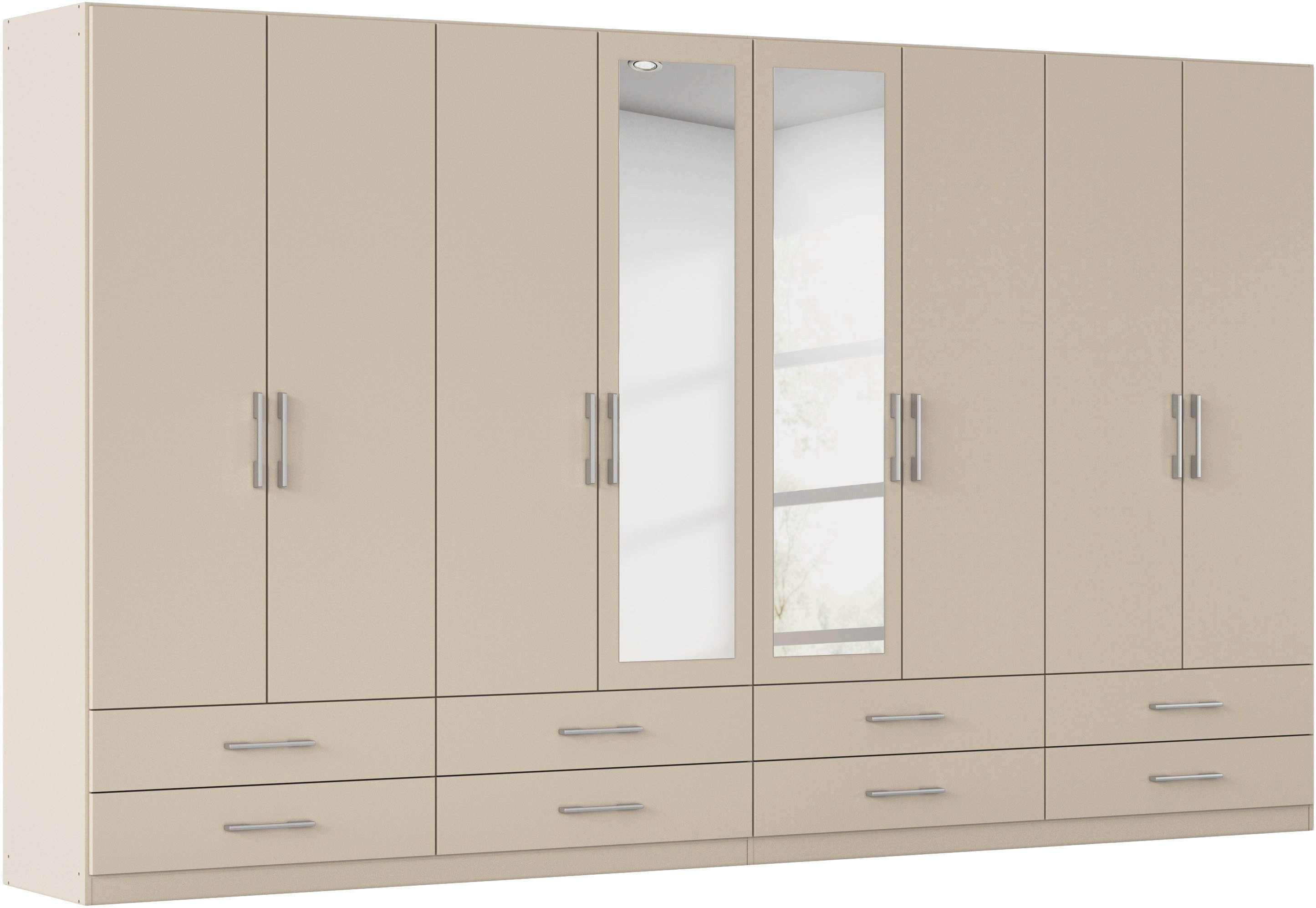 rauch Kleiderschrank Schrank Garderobenschrank Mehrzweckschrank Schlafzimmer HERSBRUCK (3 verschiedene Ausstattungen BASIC/CLASSIC/PREMIUM (inkl. SOFT-CLOSE) mit großzügigen Schubladen sowie Spiegeltüren MADE IN GERMANY