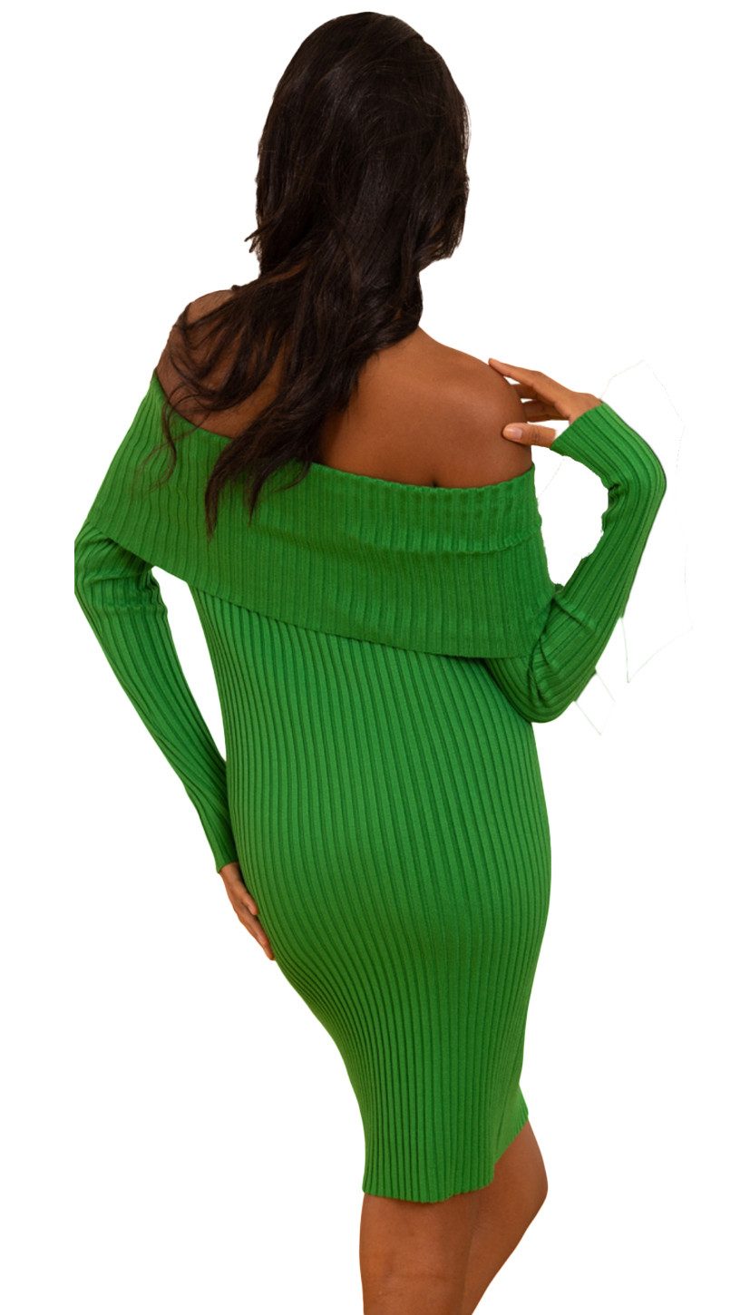 Charis Moda Strickkleid Carmenstyle Langarm Feinripp Strickkleid günstig online kaufen