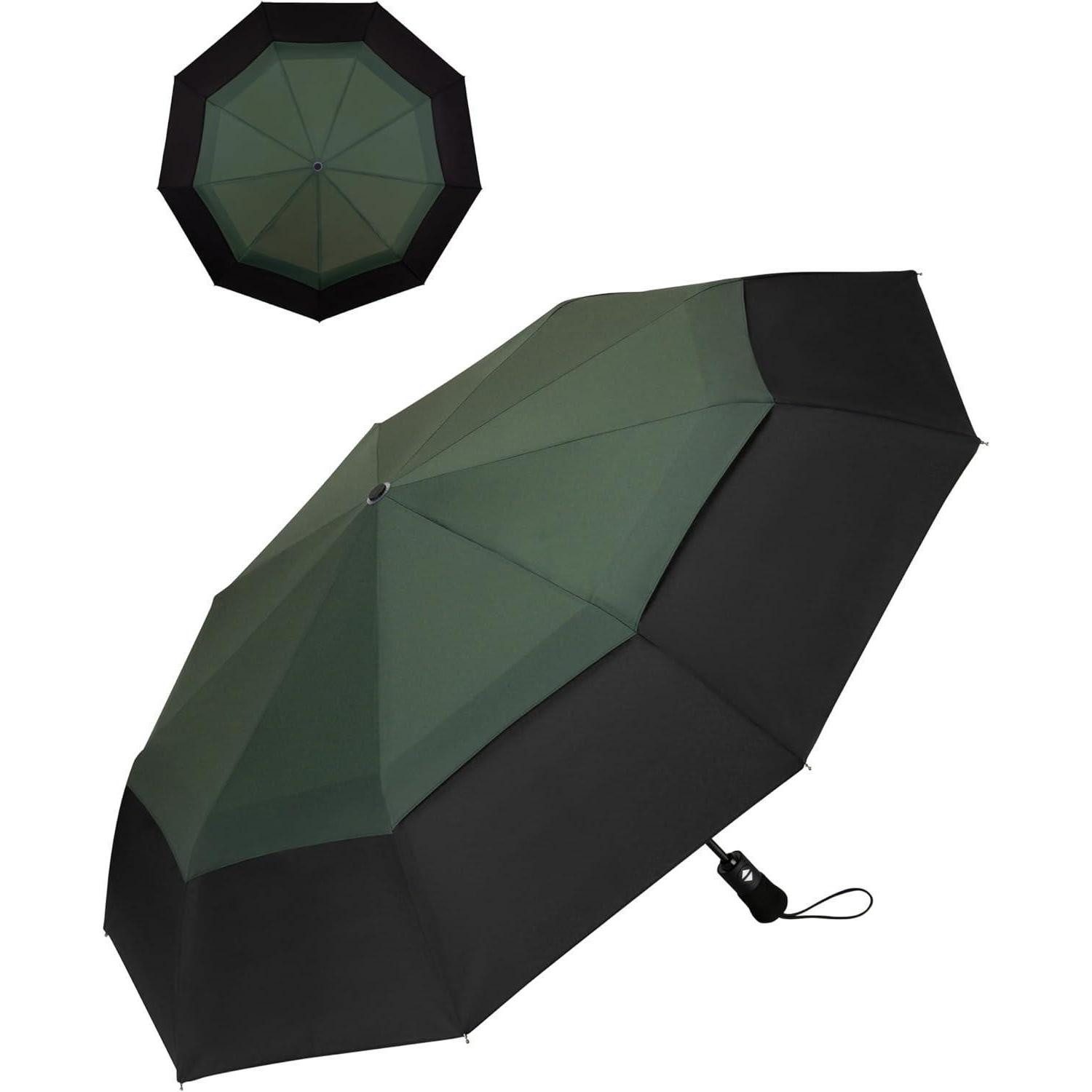 LuxusKollektion Taschenregenschirm Regenschirm Automatik Sturmfest Taschenschirm 210T 102cm Grün