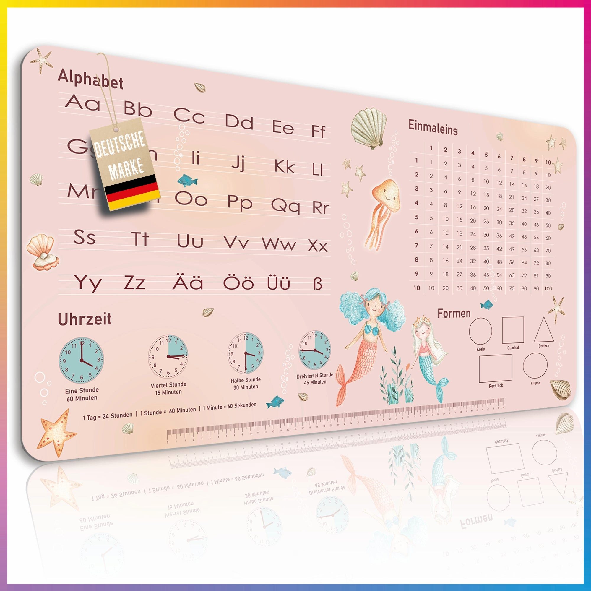 Lineo Schreibtischunterlage Tischunterlage & Malunterlage für Kinder 80x40 cm abwischbar, (Robuste Malunterlage Schreibtisch Unterlegmatte)