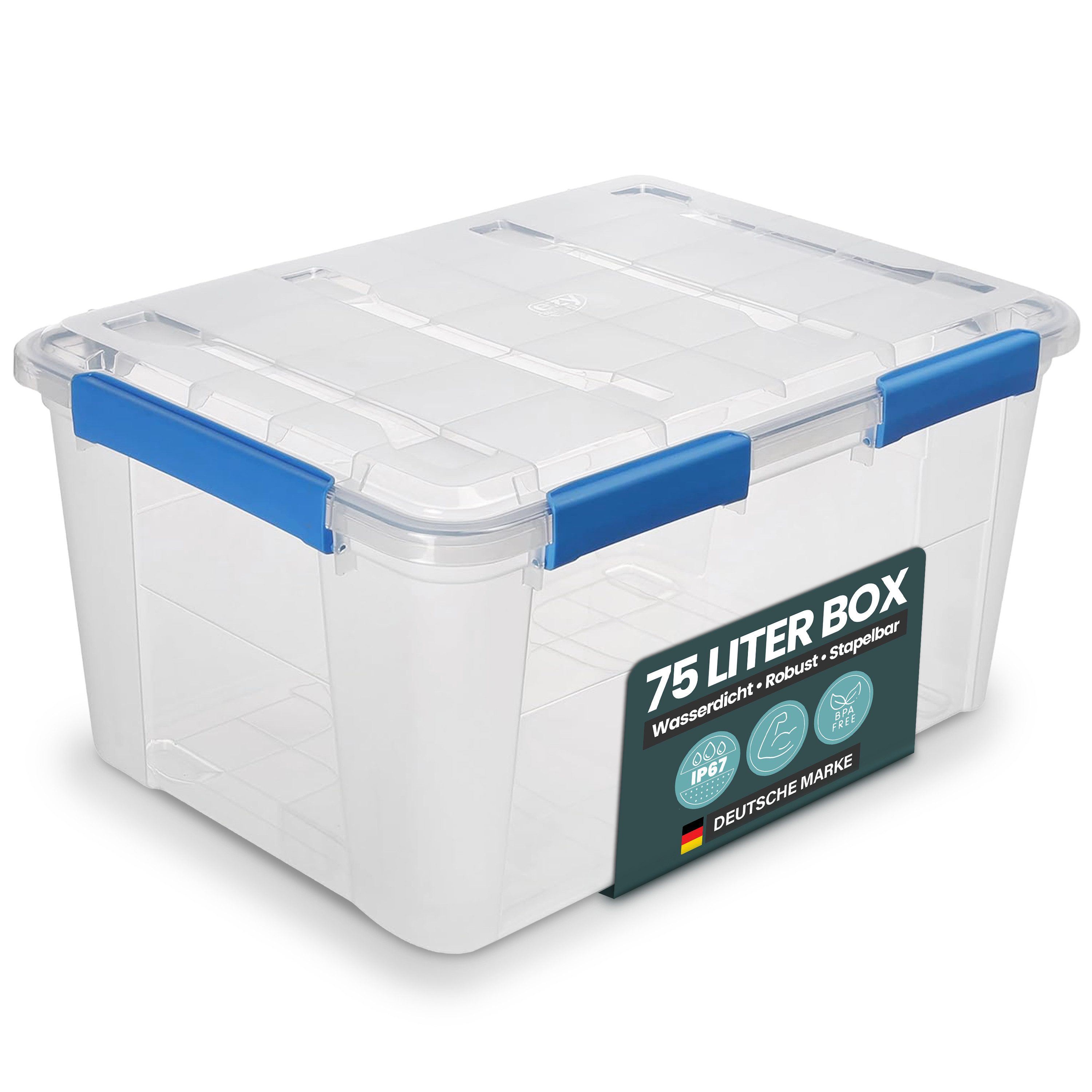 Kreher Aufbewahrungsbox mit Deckel und Dichtungsring (IP67) 75 Liter (Set wählbar) (1 St)