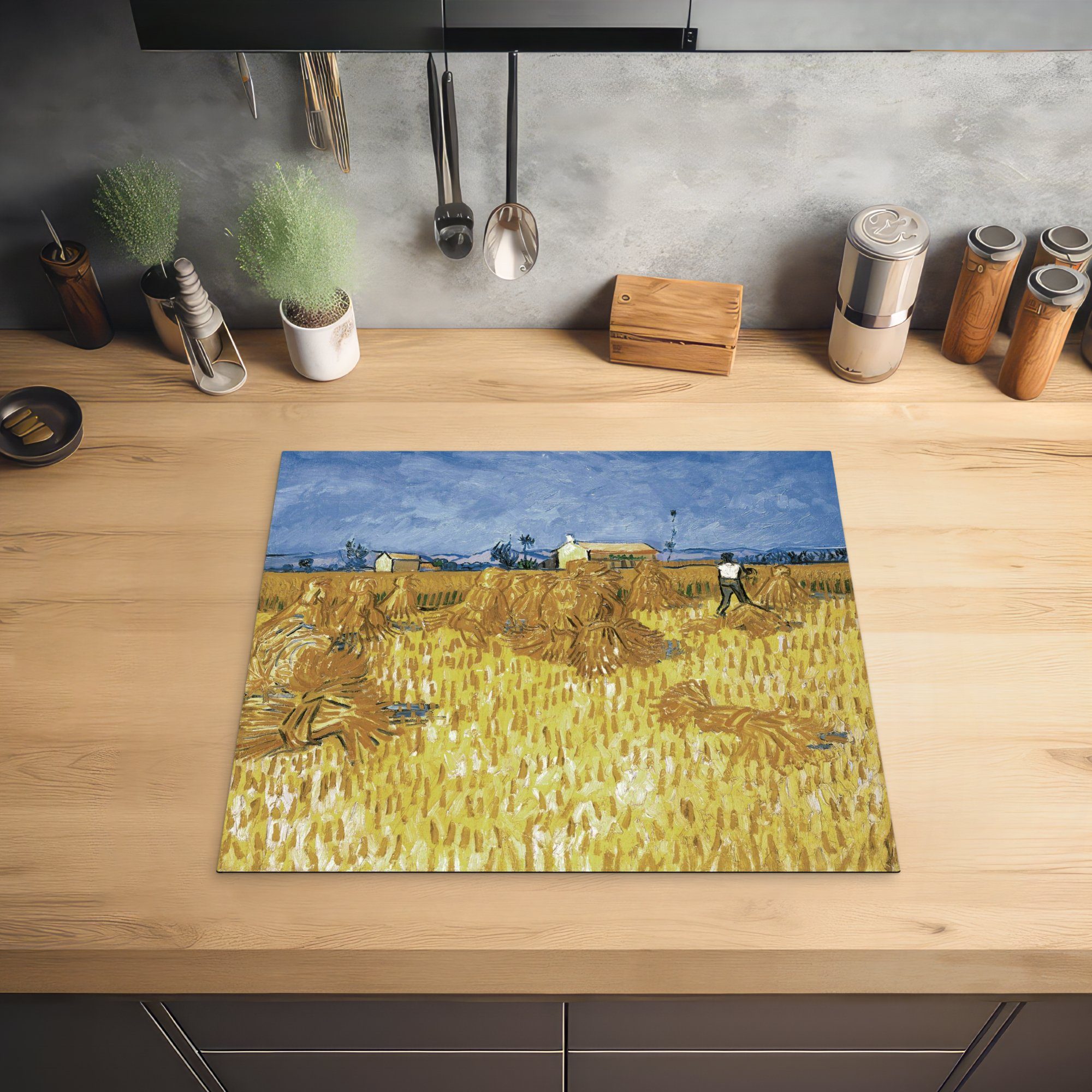 cm, - Induktionsmatte Provence (1 van Vincent küche, der 59x52 Herdblende-/Abdeckplatte in Ceranfeldabdeckung Vinyl, tlg), Weinlese Gogh, für die MuchoWow