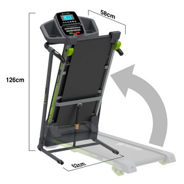 SportTronic Laufband mit Fitness App (Set, Spar-Set, 3-tlg., mit Unterlegmatte), Selbstschmiersystem, klappbar, 1 PS, 10 kmH