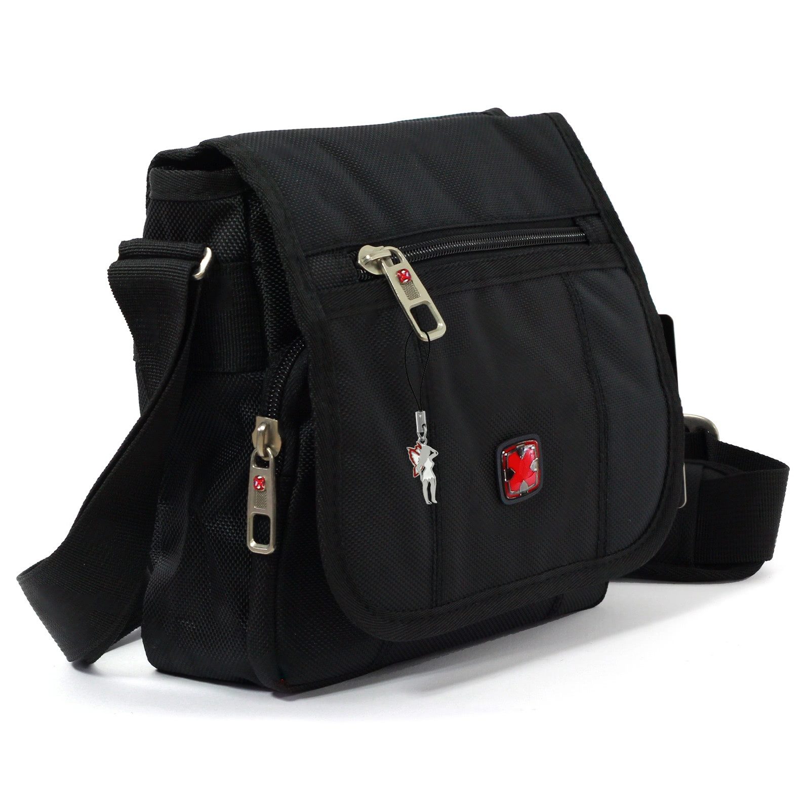 Travel N Meet Schultertasche Travel N Meet Umhängetasche schwarz (Messenger Bag), Herren Polyester Messenger Bag, Schultertasche, schwarz ca. 20cm