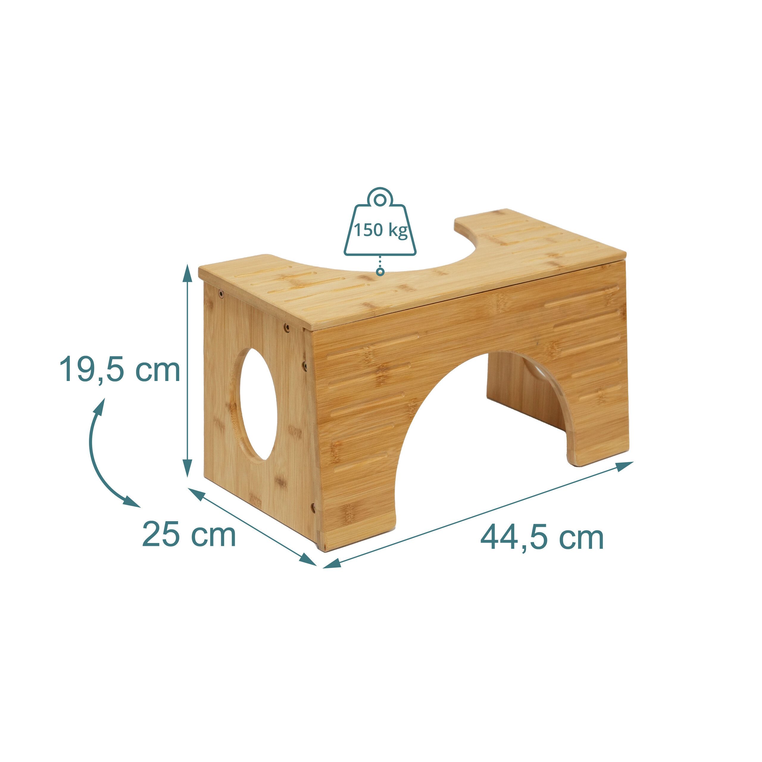 relaxdays Fußhocker Toilettenhocker aus Bambus (1 St) – Bild 4 von 5