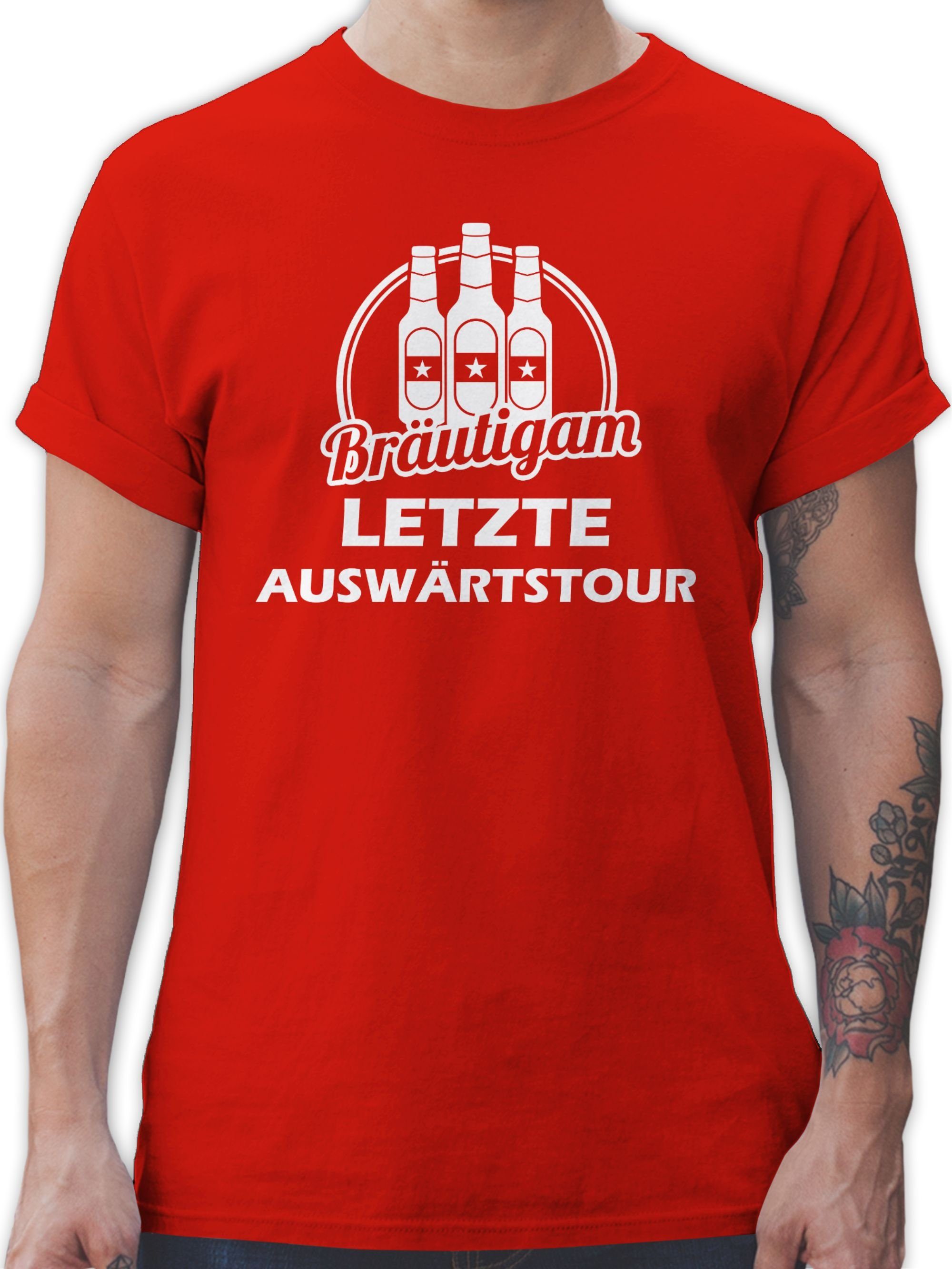 Shirtracer T-Shirt Letzte Auswärtstour Bräutigam Bier JGA Männer 3 Rot